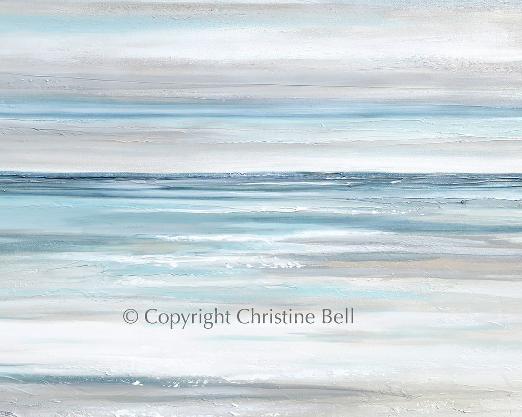 "Tranquility" GICLEE PRINT Coastal Abstract Painting, Neutral, Grey, White, Taupe, Blue