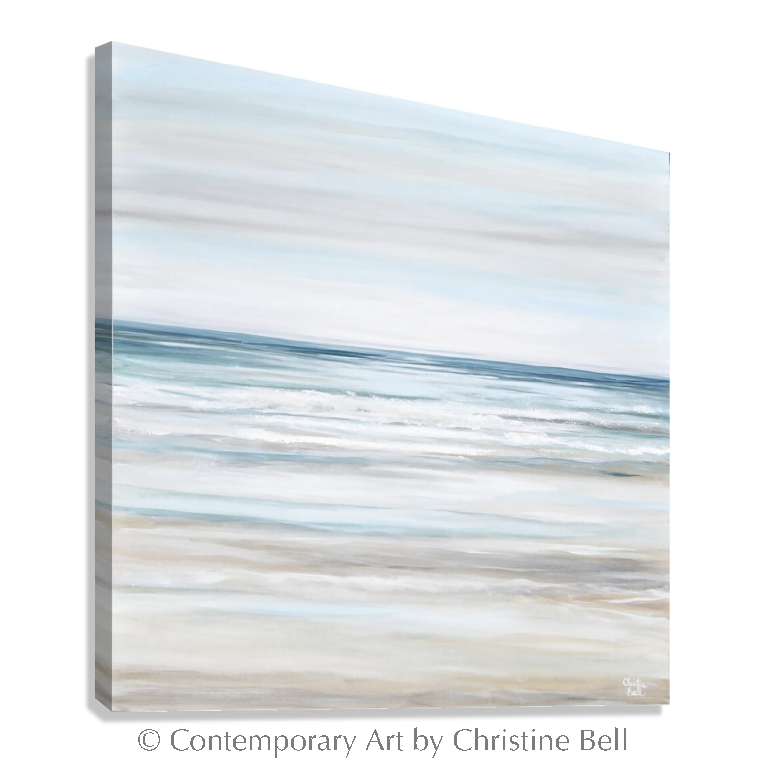 &quot;Beach Walk&quot; GICLEE PRINT Coastal Abstract Painting, Light Blue, Grey, White