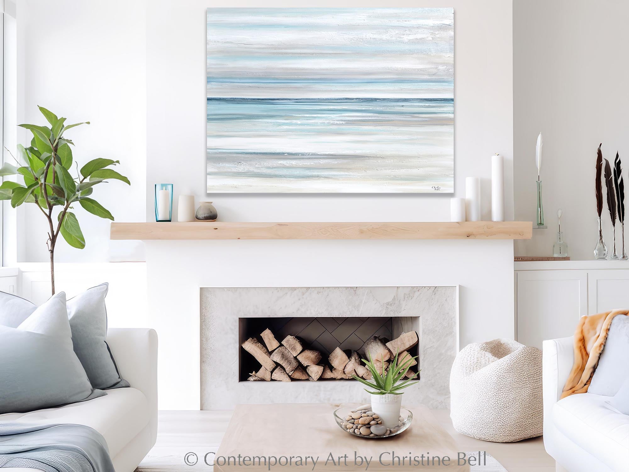 "Tranquility II" GICLÉE PRINT, Coastal Abstract Ocean Seascape Painting, Neutral Beach Art