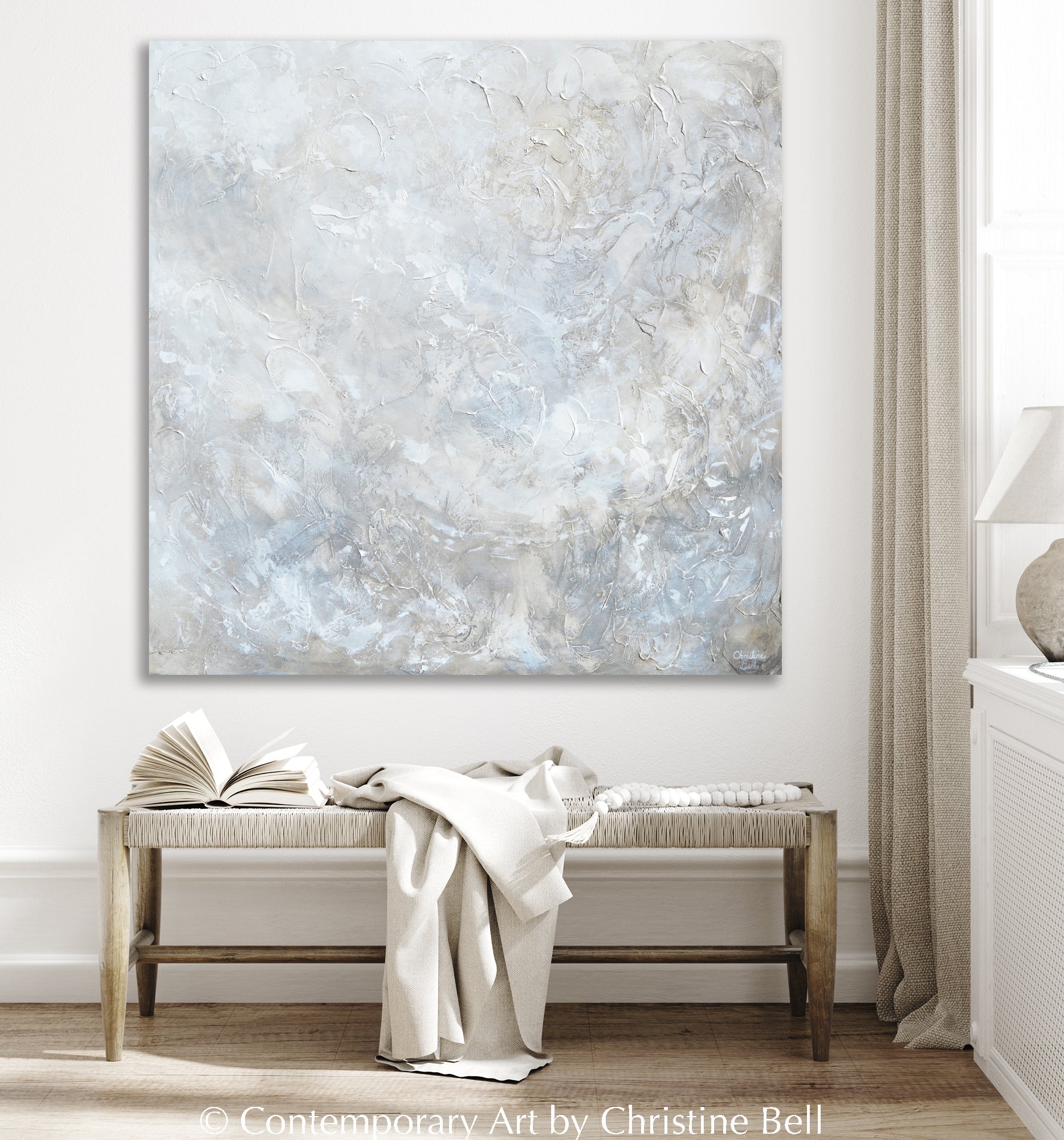 &quot;Silhouette&quot; GICLEE PRINT Coastal Abstract Painting, Neutral, Grey, White, Taupe, Cream, Stone