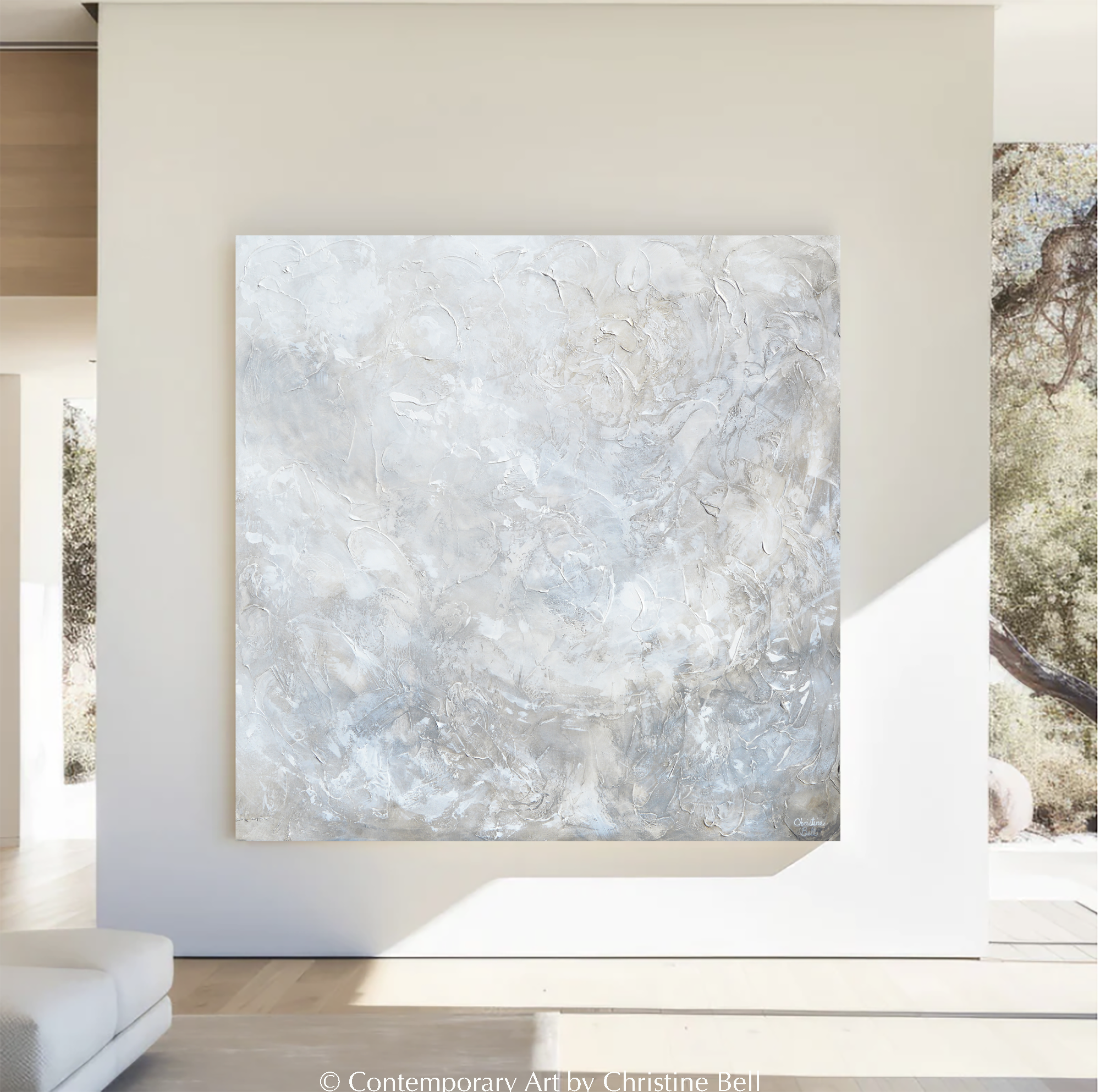 &quot;Silhouette&quot; GICLEE PRINT Coastal Abstract Painting, Neutral, Grey, White, Taupe, Cream, Stone