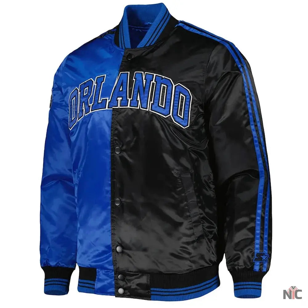 Orlando Magic Fast Break Blue and Black Satin Jacket