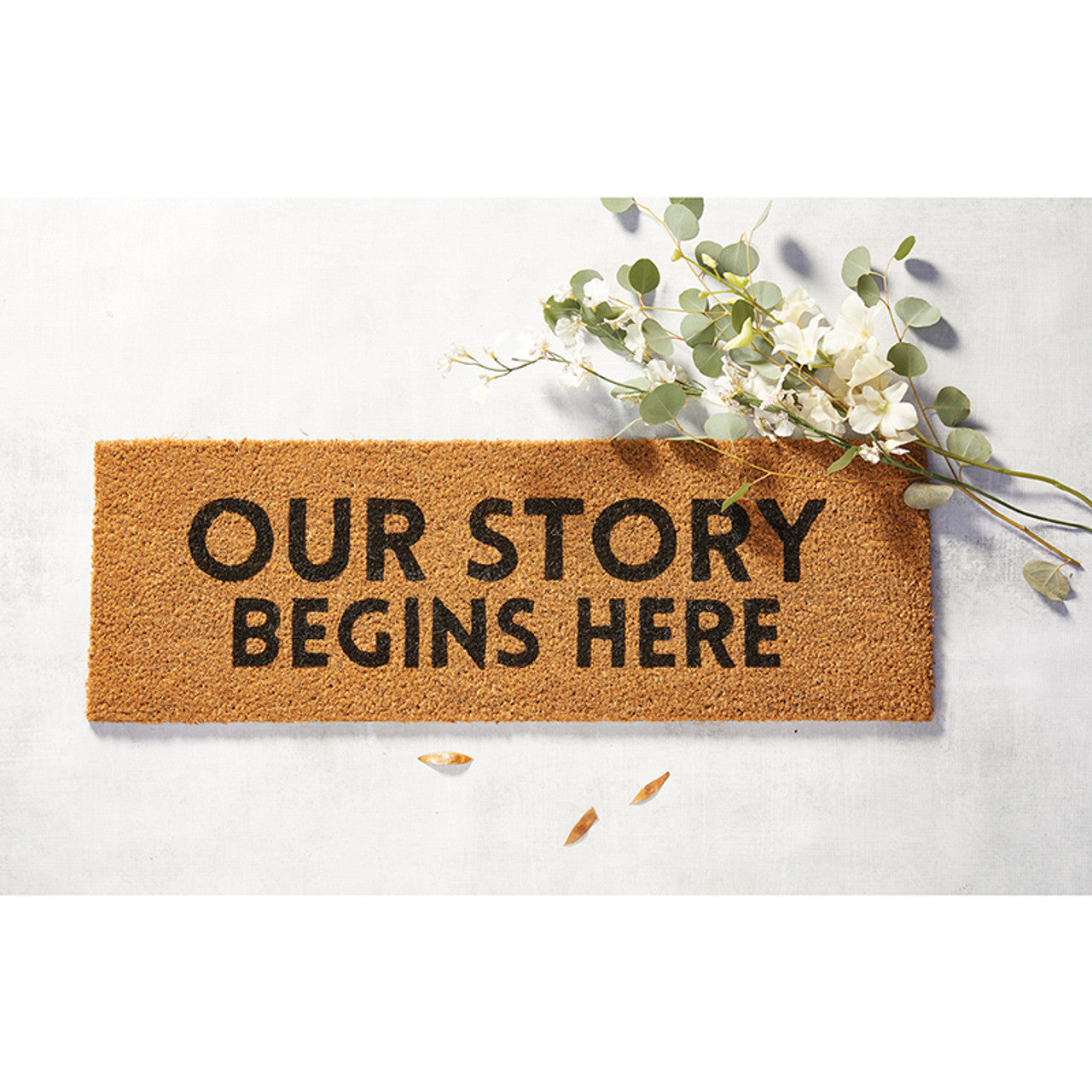 Our Story Begins Here Coir Door Mat | Welcome Outdoor Indoor Rug | 30&amp;quot; x 10&amp;quot;