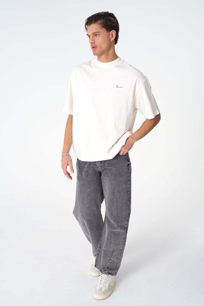 Oversize Cotton Tee / Oriental Rug Tapestry Graphic Print &amp;amp; Embroidery