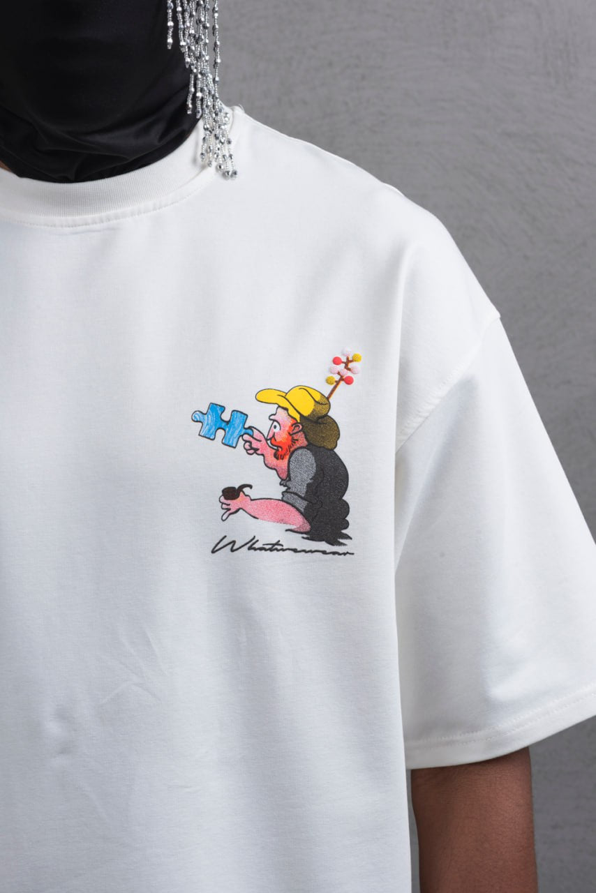 Oversize Cotton Tee – Starry Night  Graphic Print