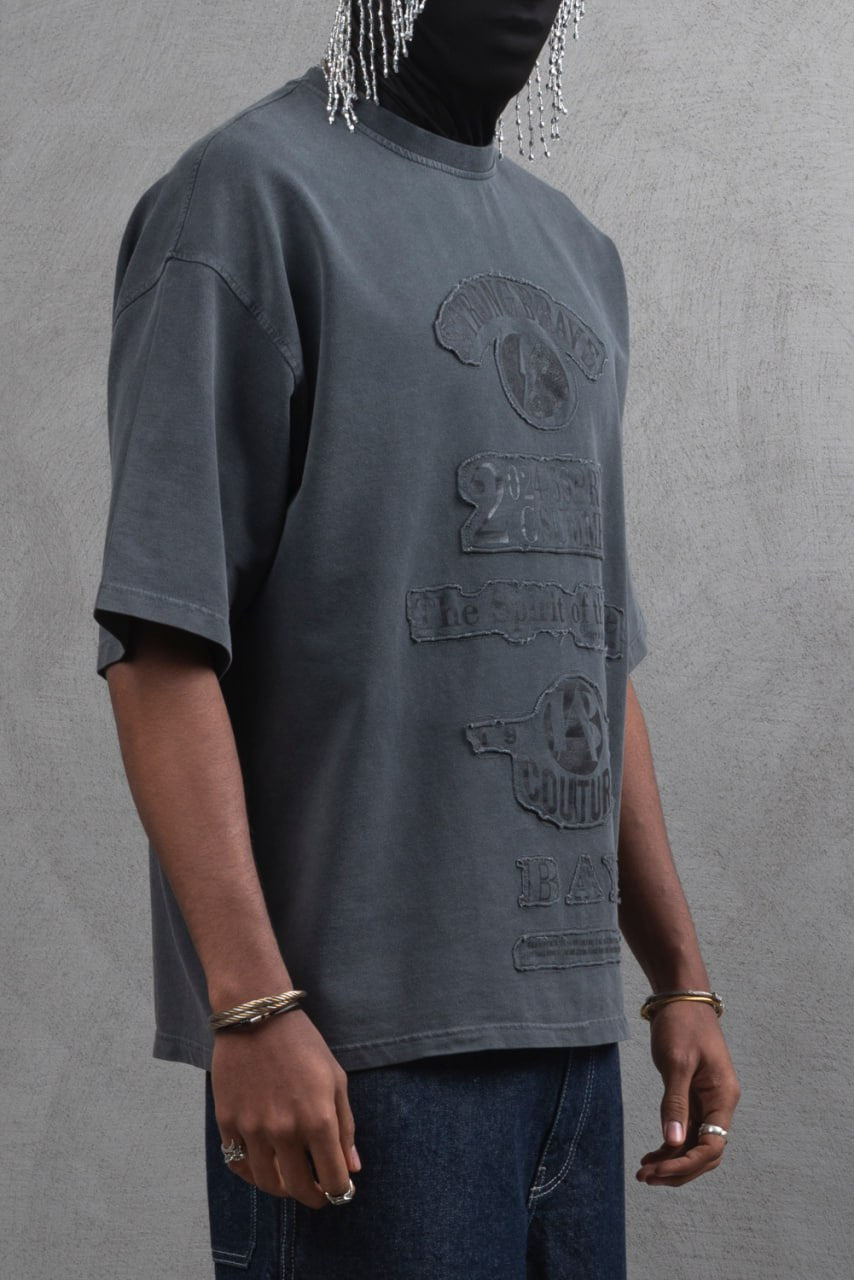 Oversize Cotton Tee - &amp;quot;Strong Brave Couture&amp;quot; Graphic Print