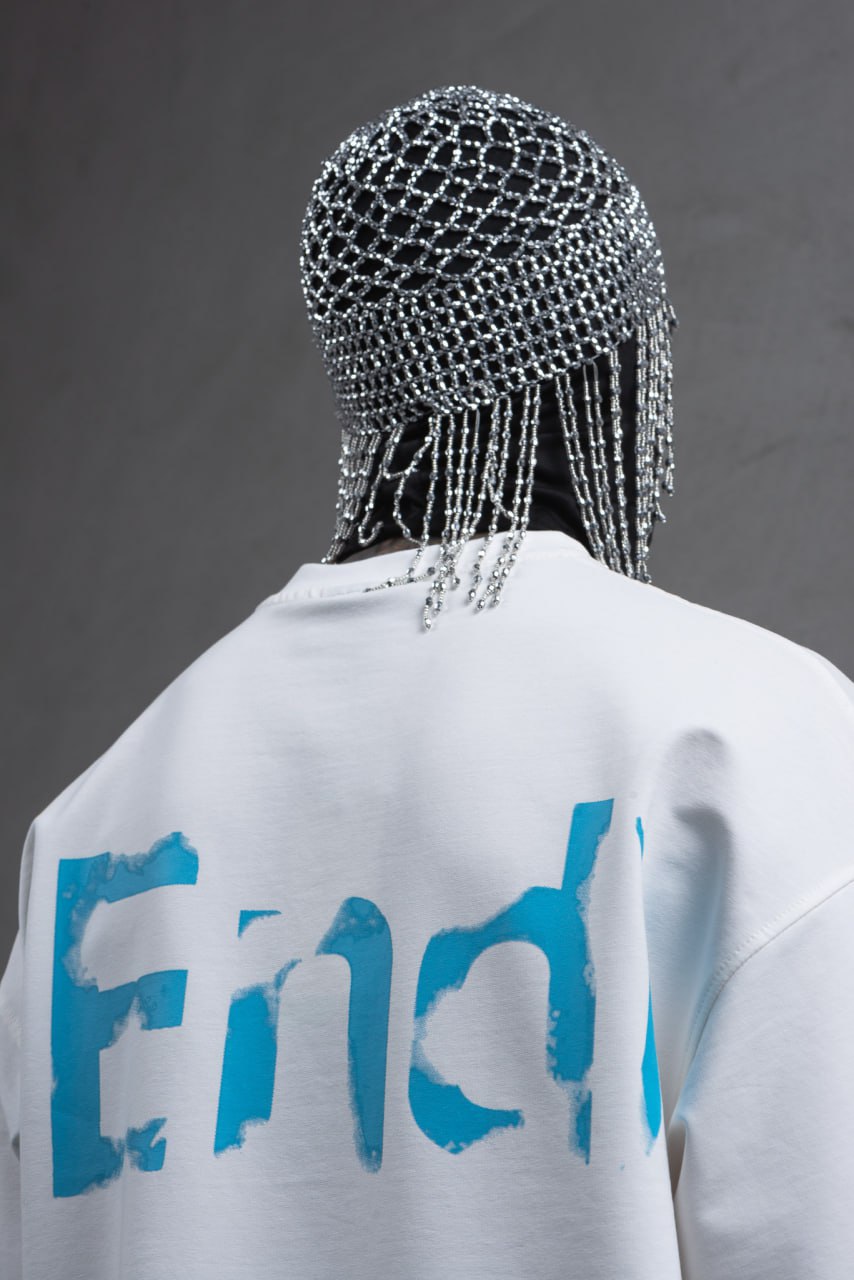 Oversize Cotton Tee – &amp;quot;(End)&amp;quot; Flame Graphic Print