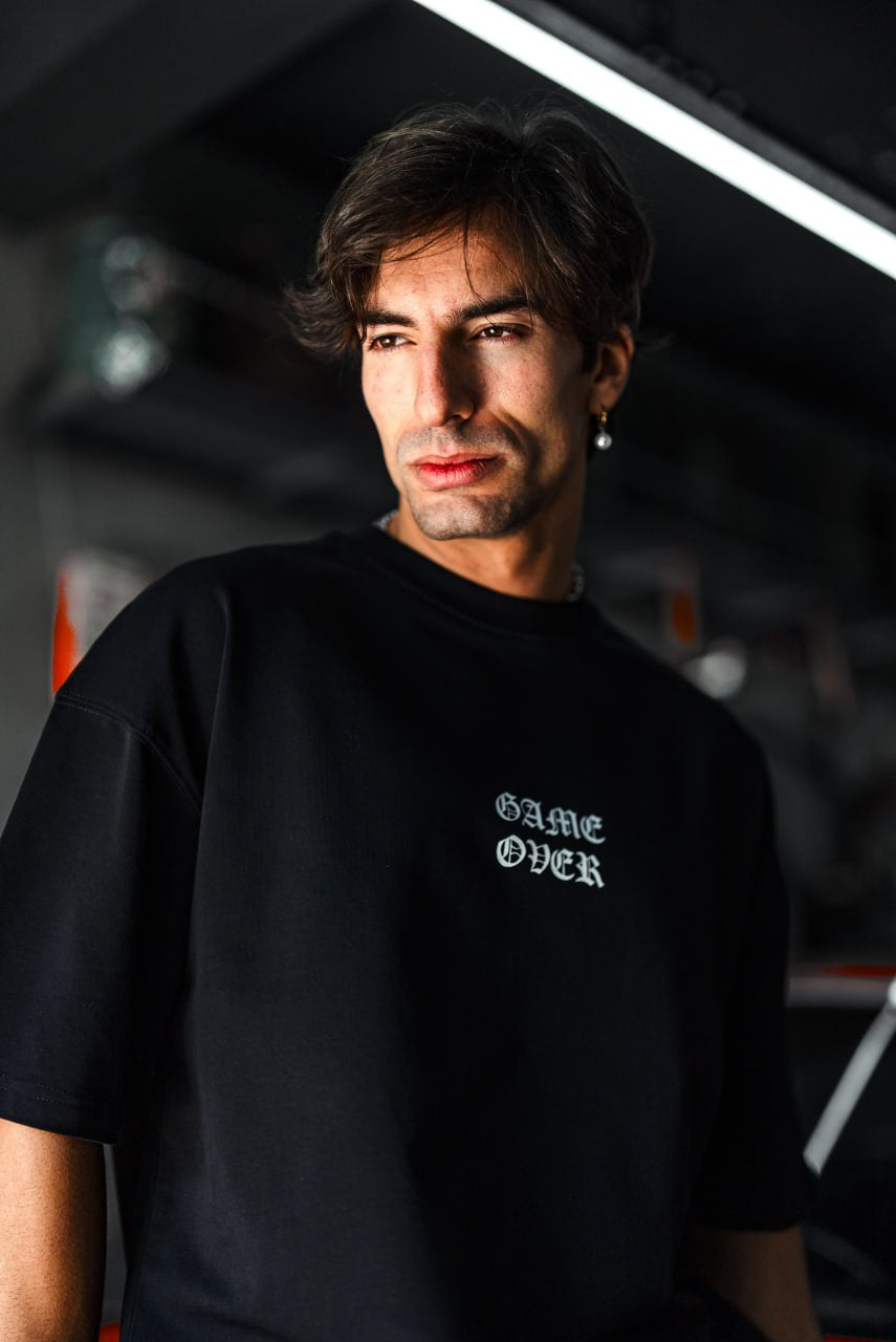 Oversize Graphic Cotton Tee – Impossible Game Over Print