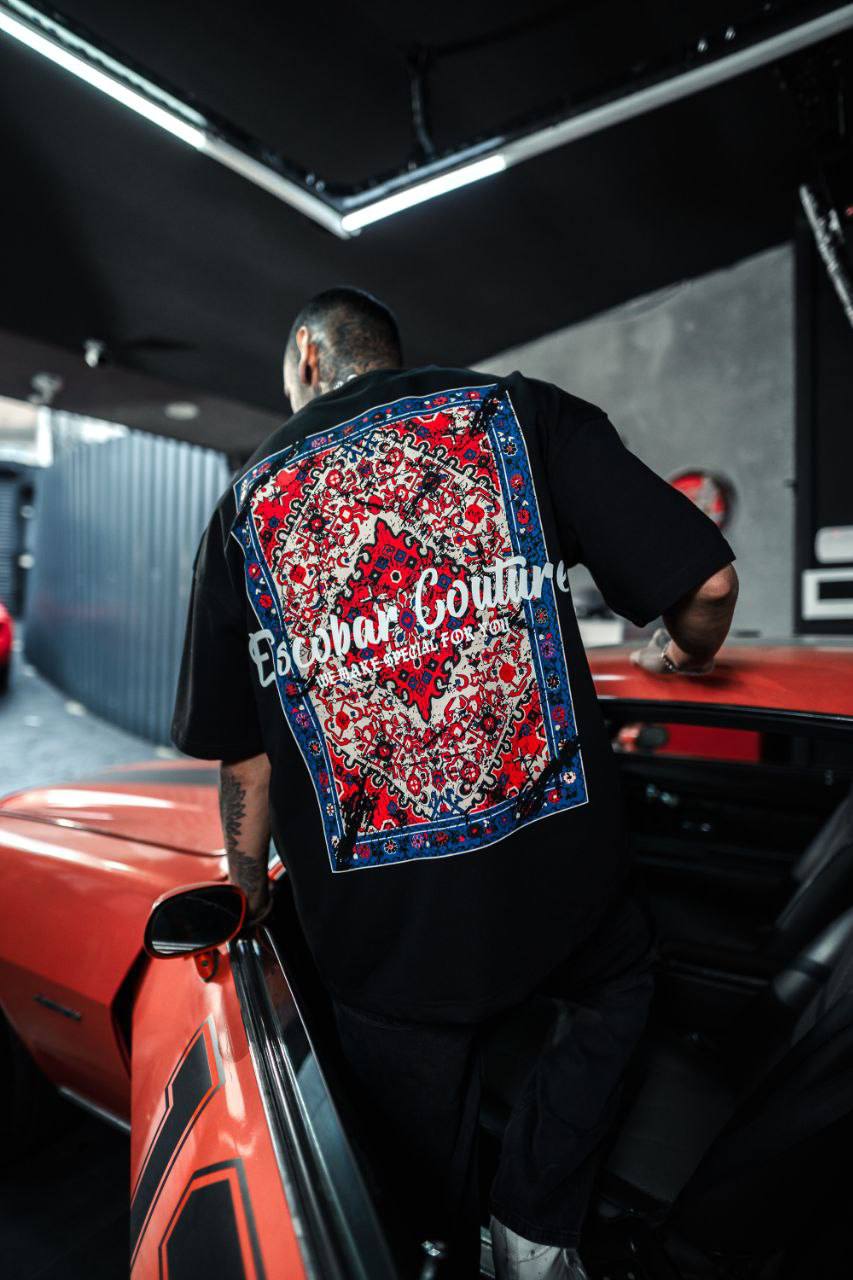 Oversize Graphic Cotton Tee – Ornate Pattern Print