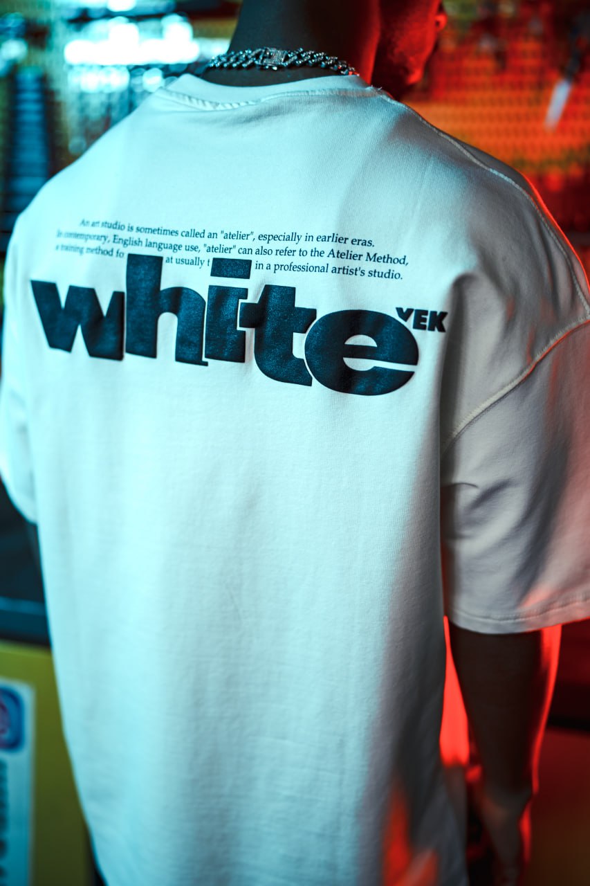 Oversize Graphic Cotton Tee – &amp;quot;White&amp;quot; Minimalist Text Print T-Shirt