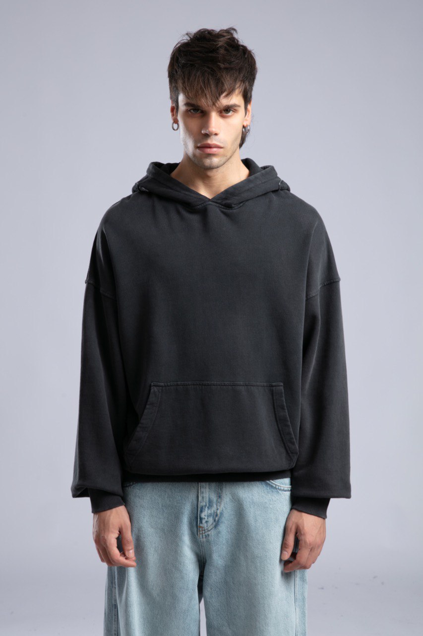 Oversized Distressed Hoodie with &amp;#39;CATCH&amp;#39; Hood Graphic