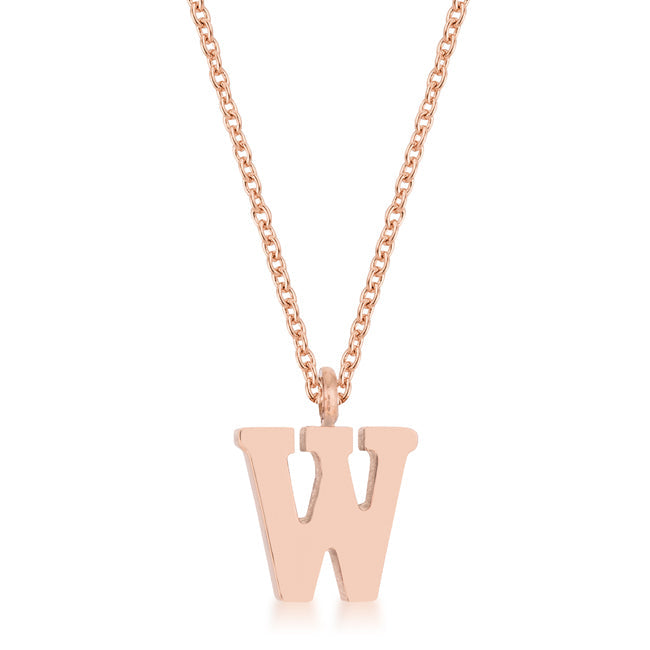 Elaina Stainless Steel W Initial Necklace