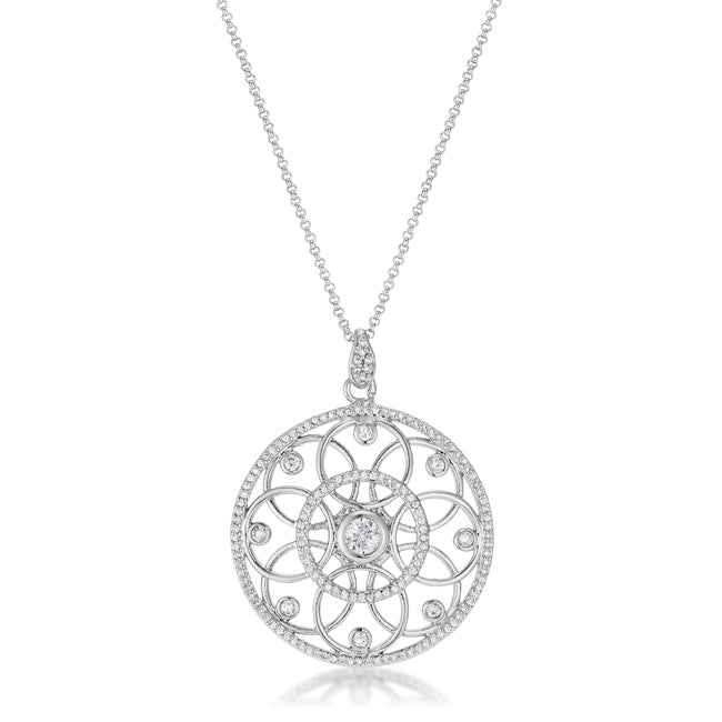 1.4 Ct Pendant Necklace with Interlocking Circles and CZ