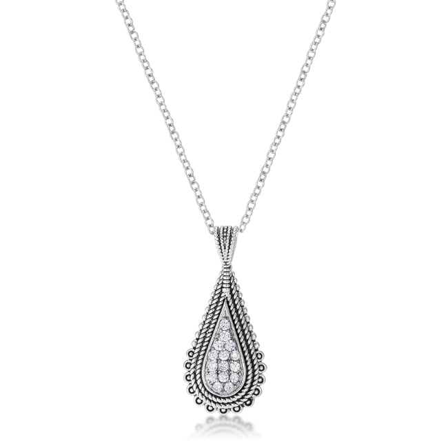 .37 Ct Tear Drop Pendant Necklace with CZ