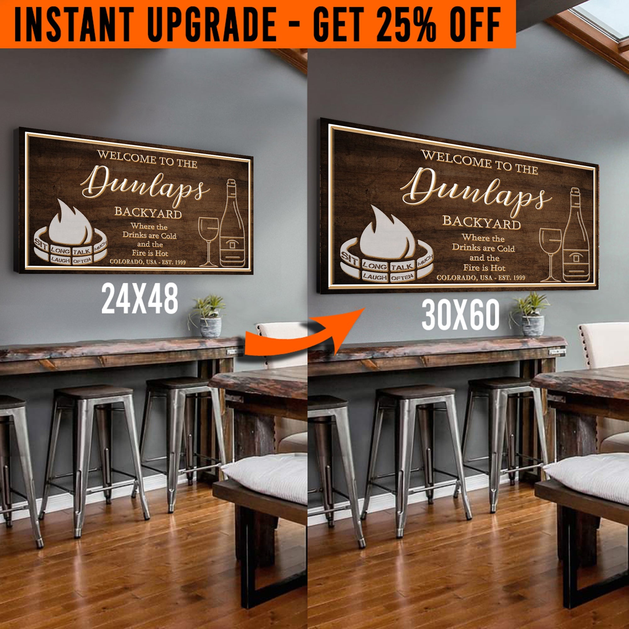 Upgrade Your 48x24 Inches &amp;#39;Backyard Sign (Style 1) Canvas To 60x30 Inches