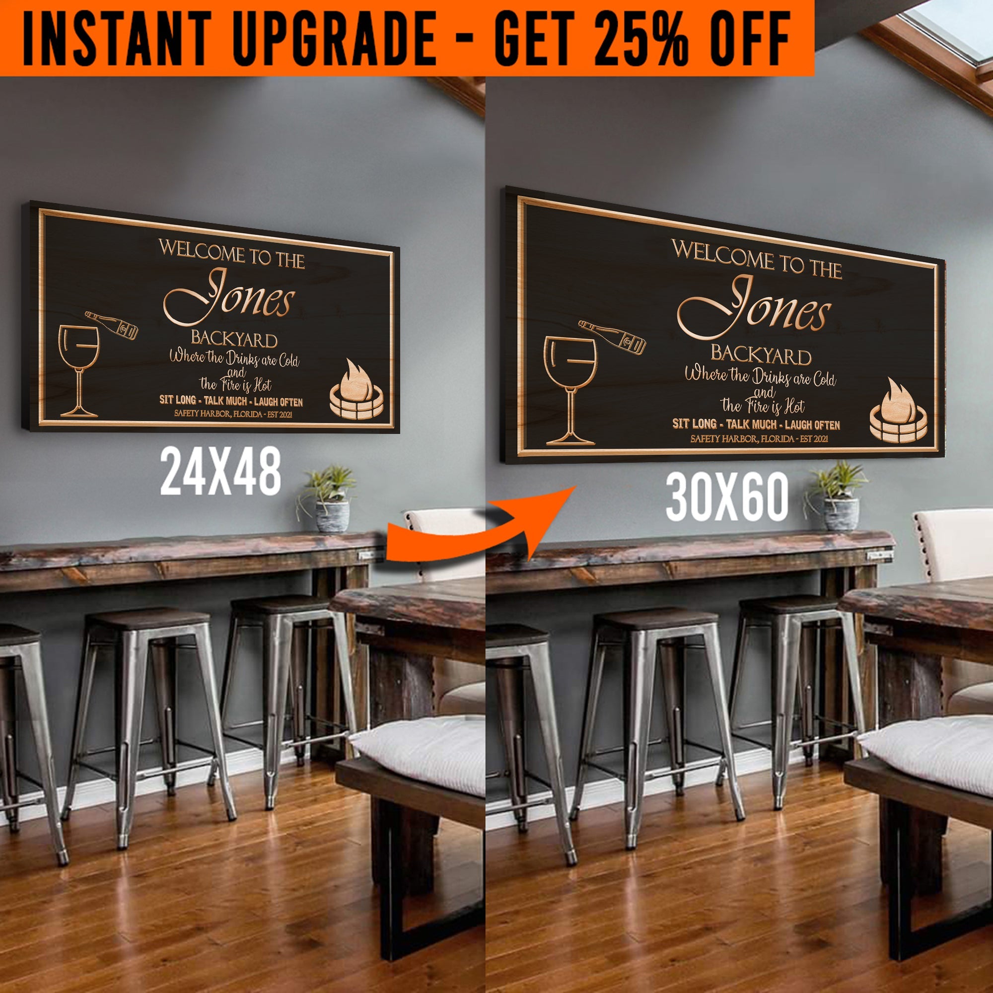 Upgrade Your 48x24 Inches &amp;#39;Backyard Sign (Style 2) Canvas To 60x30 Inches
