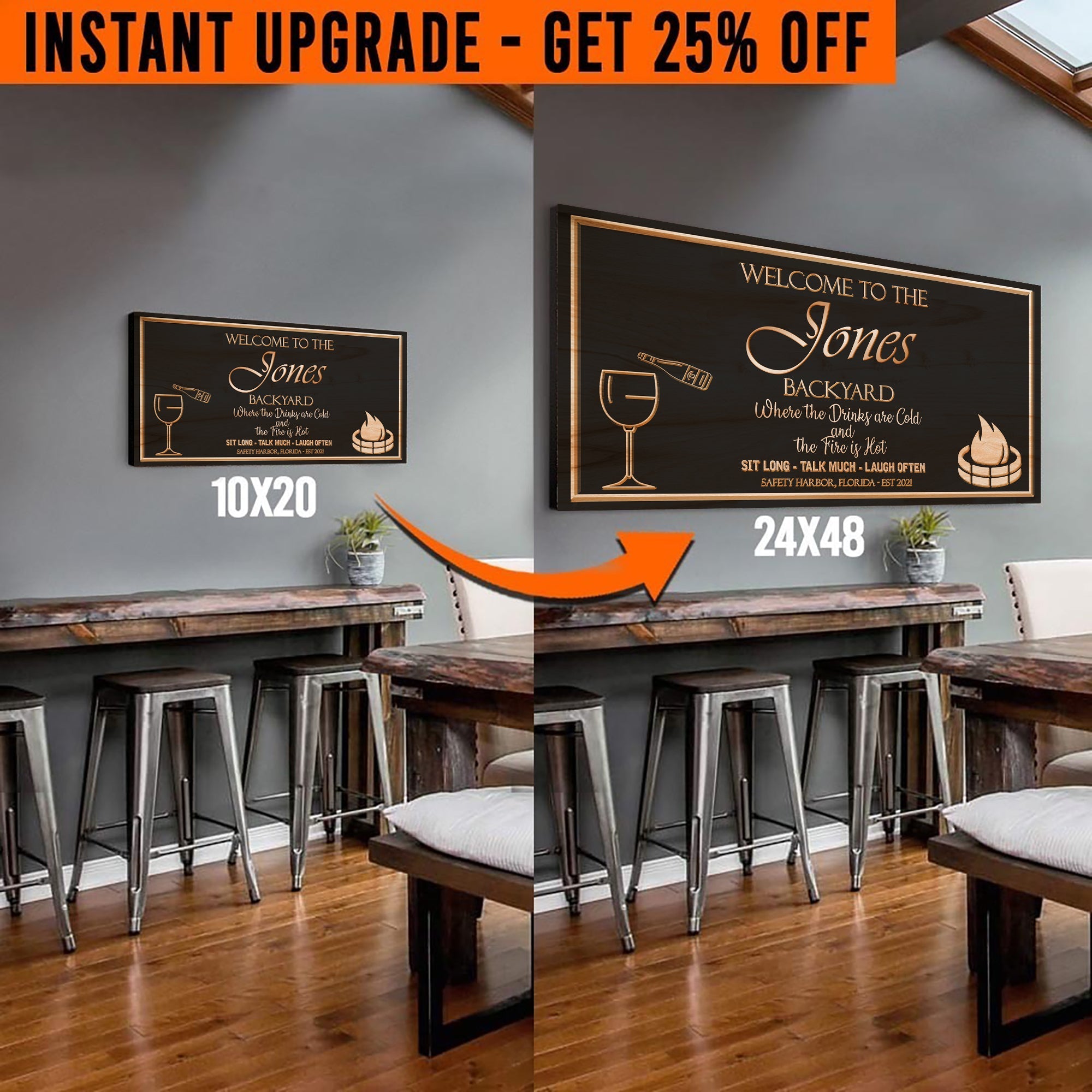 Upgrade Your 20x10 Inches &amp;#39;Backyard Sign (Style 2) Canvas To 48x24 Inches