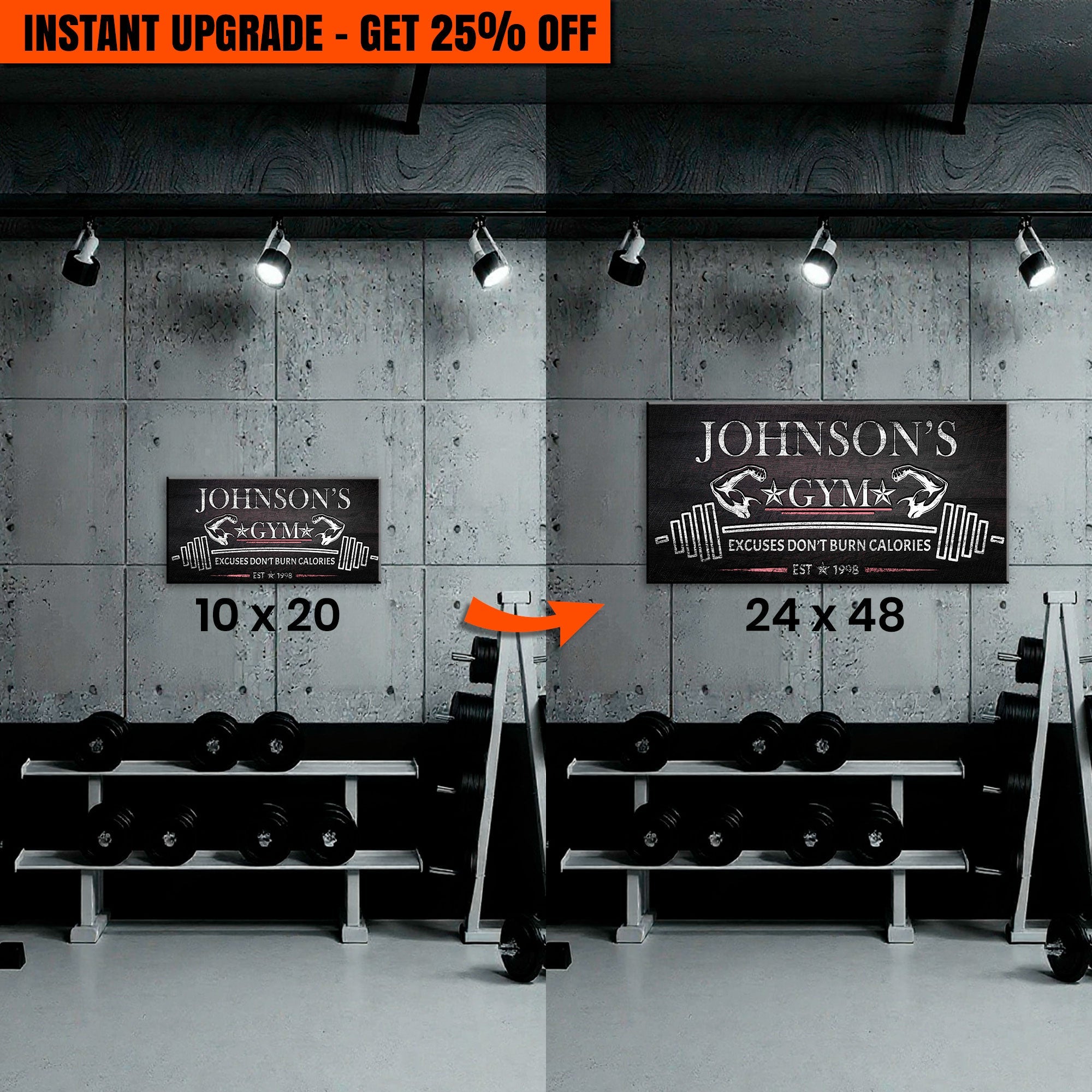 Upgrade Your 10x20 Inches &amp;#39;Gym Sign II&amp;#39; To 24x48 Inches Canvas