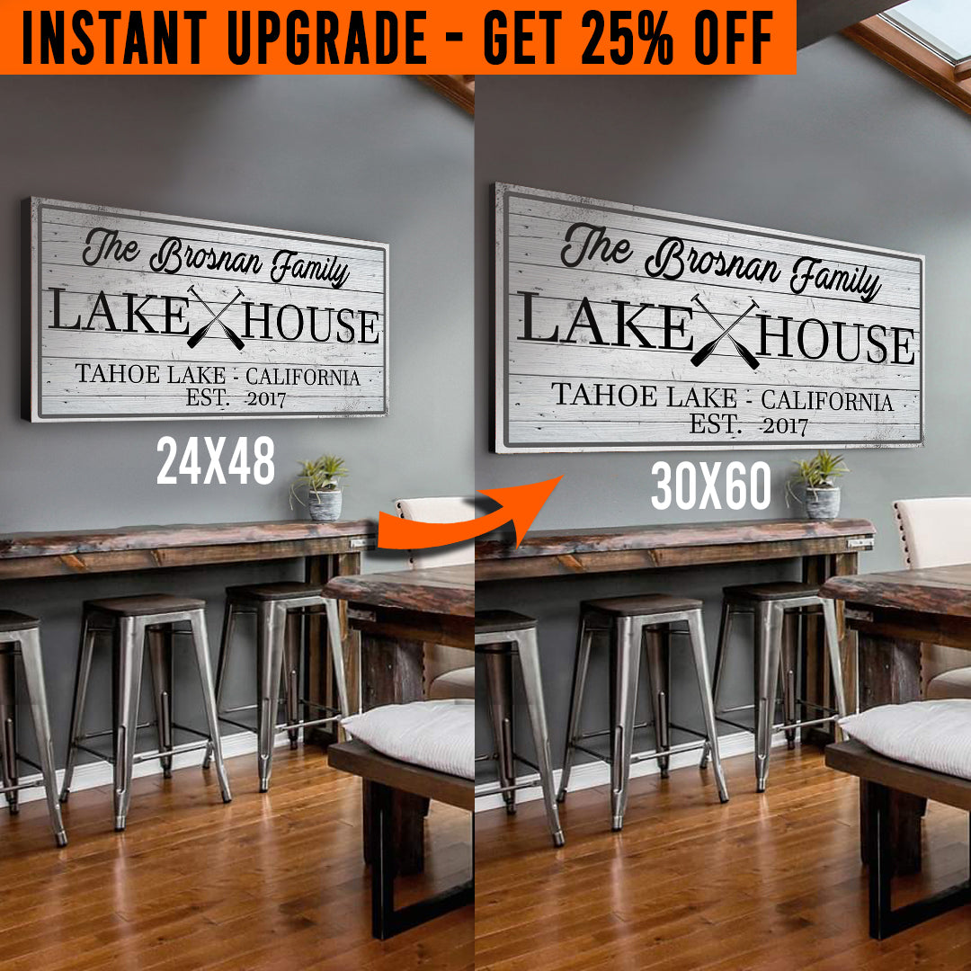 Upgrade Your 48x24 Inches &amp;#39;Family Lake House&amp;#39; (Style 1) Canvas To 60x30 Inches
