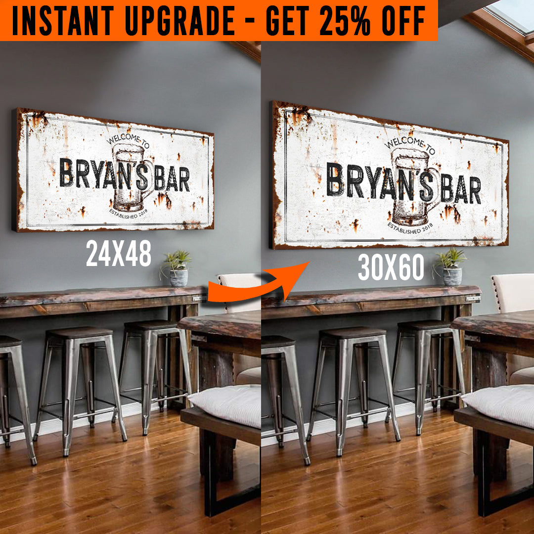 Upgrade Your 48x24 Inches &amp;#39;Beer Barrel Bar&amp;#39; (Style 1) Canvas To 60x30 Inches