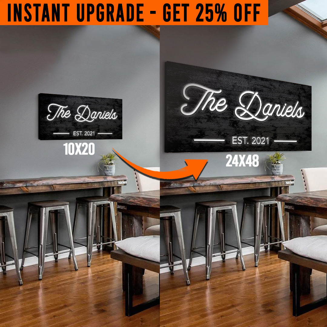 Upgrade Your 20x10 Inches &amp;#39;Family Name&amp;#39; (Style 3) Canvas To 48x24 Inches