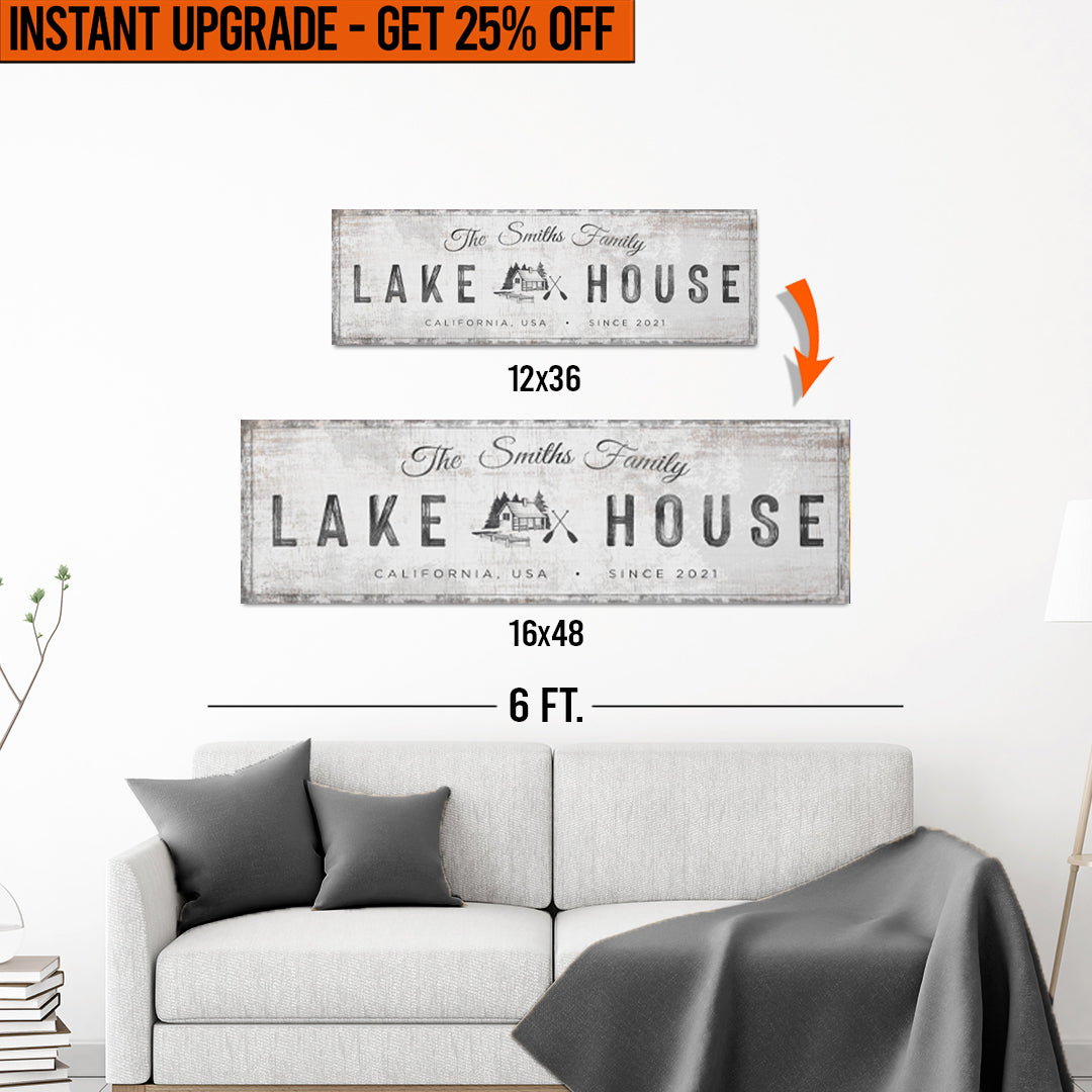 Upgrade Your 12x36 Inches &amp;#39;Lake House Cabin&amp;#39; (Style 1) Canvas To 16x48 Inches