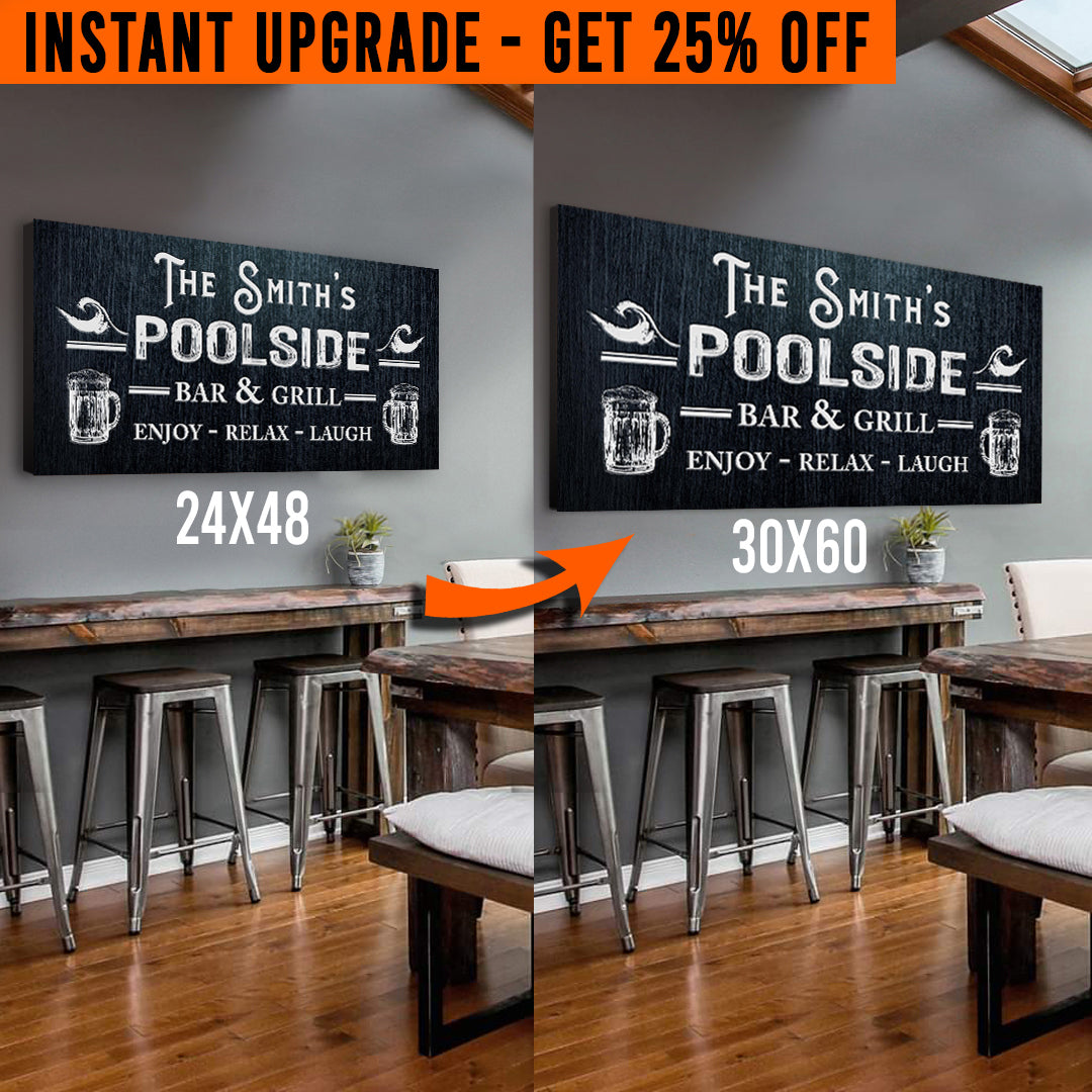 Upgrade Your 48x24 Inches &amp;#39;Personalized Poolside Bar And Grill&amp;#39; (Style 2) Canvas To 60x30 Inches