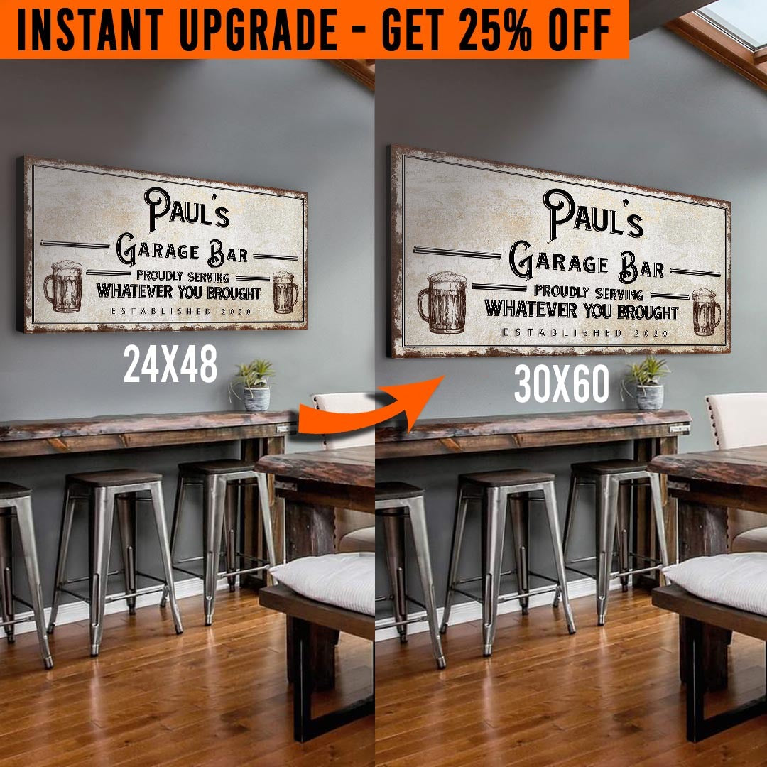 Upgrade Your 48x24 Inches &amp;#39;Garage Bar&amp;#39; (Style 1) Canvas To 60x30 Inches