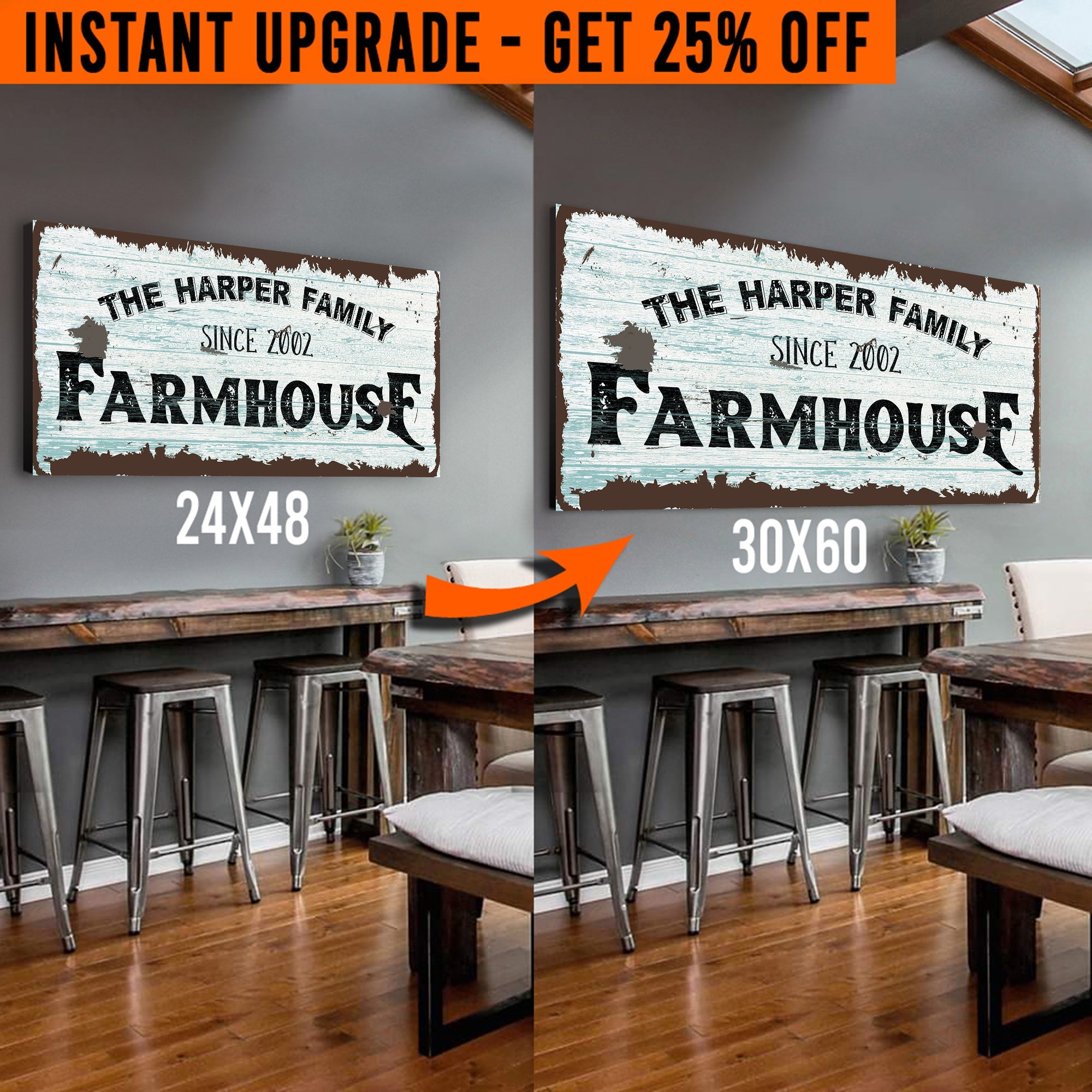 Upgrade Your 24x48 Inches &amp;#39;Family Farmhouse&amp;#39; (Style 1) Canvas To 60x30 Inches