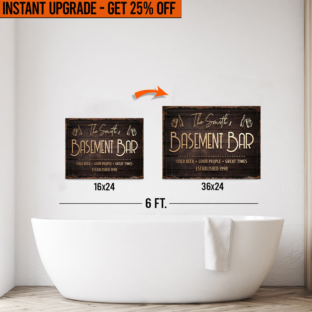 Upgrade Your 16x24 Inches &amp;#39;Family Basement Bar&amp;#39; Canvas To 36x24 Inches