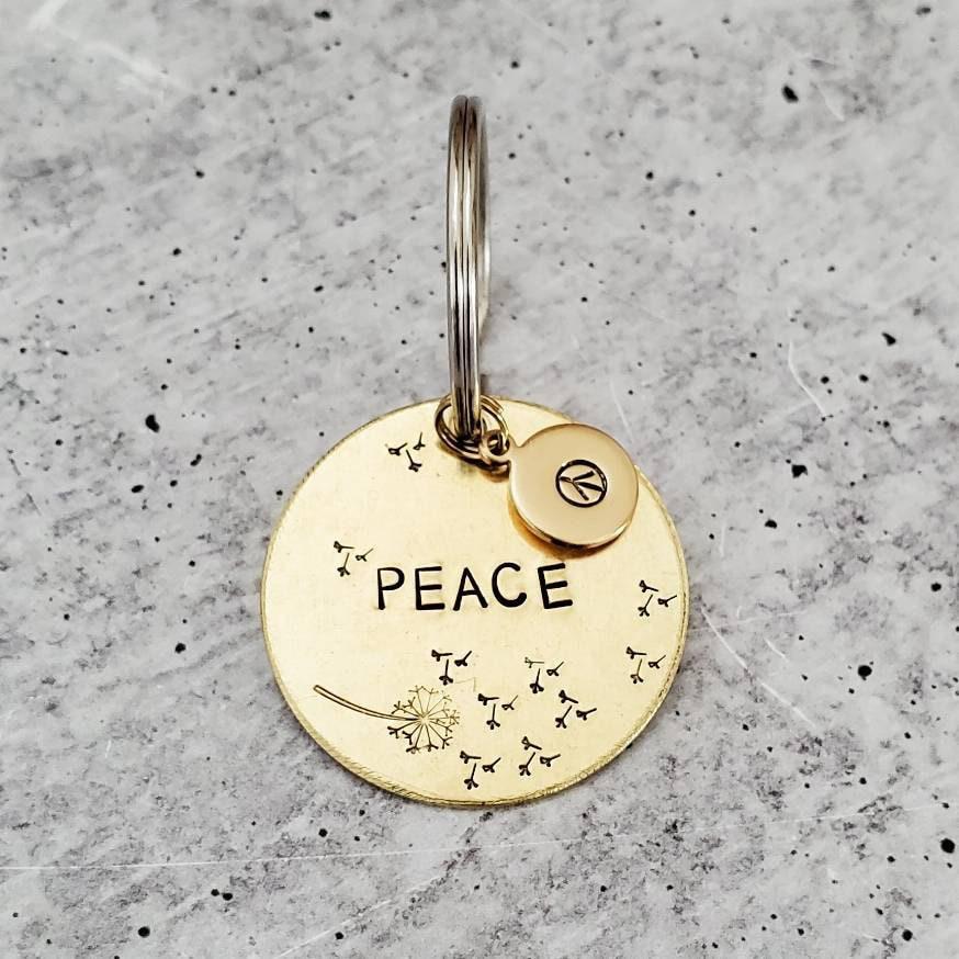 PEACE Brass Keychain