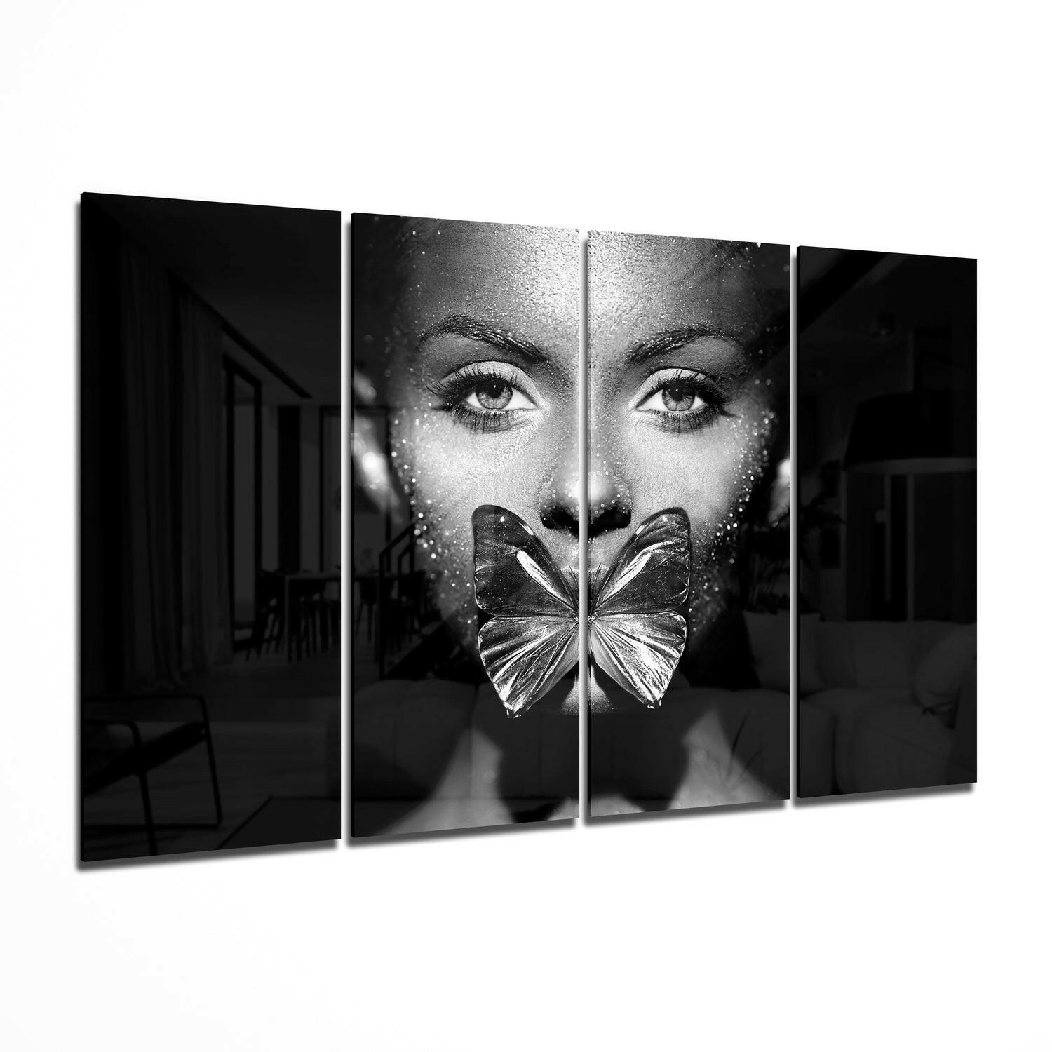Butterfly Women 4 Pieces Mega Glass Wall Art (59&amp;quot;x36&amp;quot;)