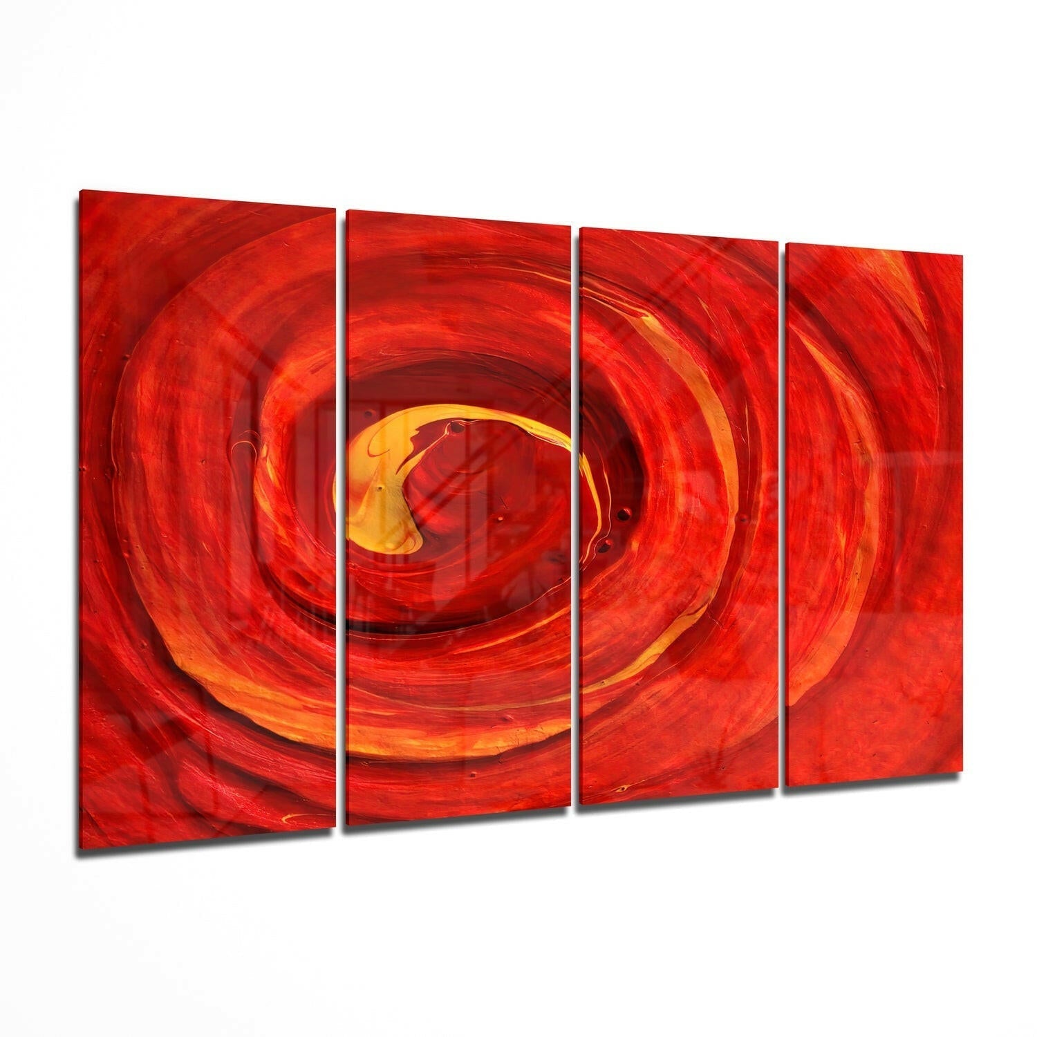 Red Vortex 4 Pieces Mega Glass Wall Art (59&amp;quot;x36&amp;quot;)