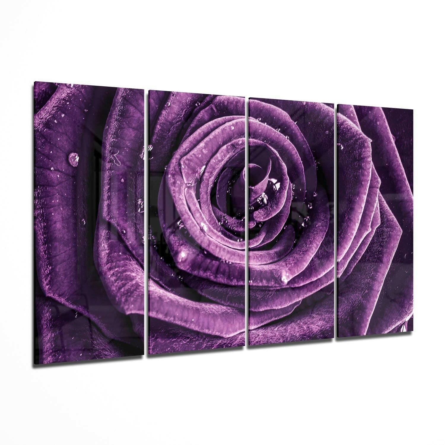 Purple Rose 4 Pieces Mega Glass Wall Art (59&amp;quot;x36&amp;quot;)