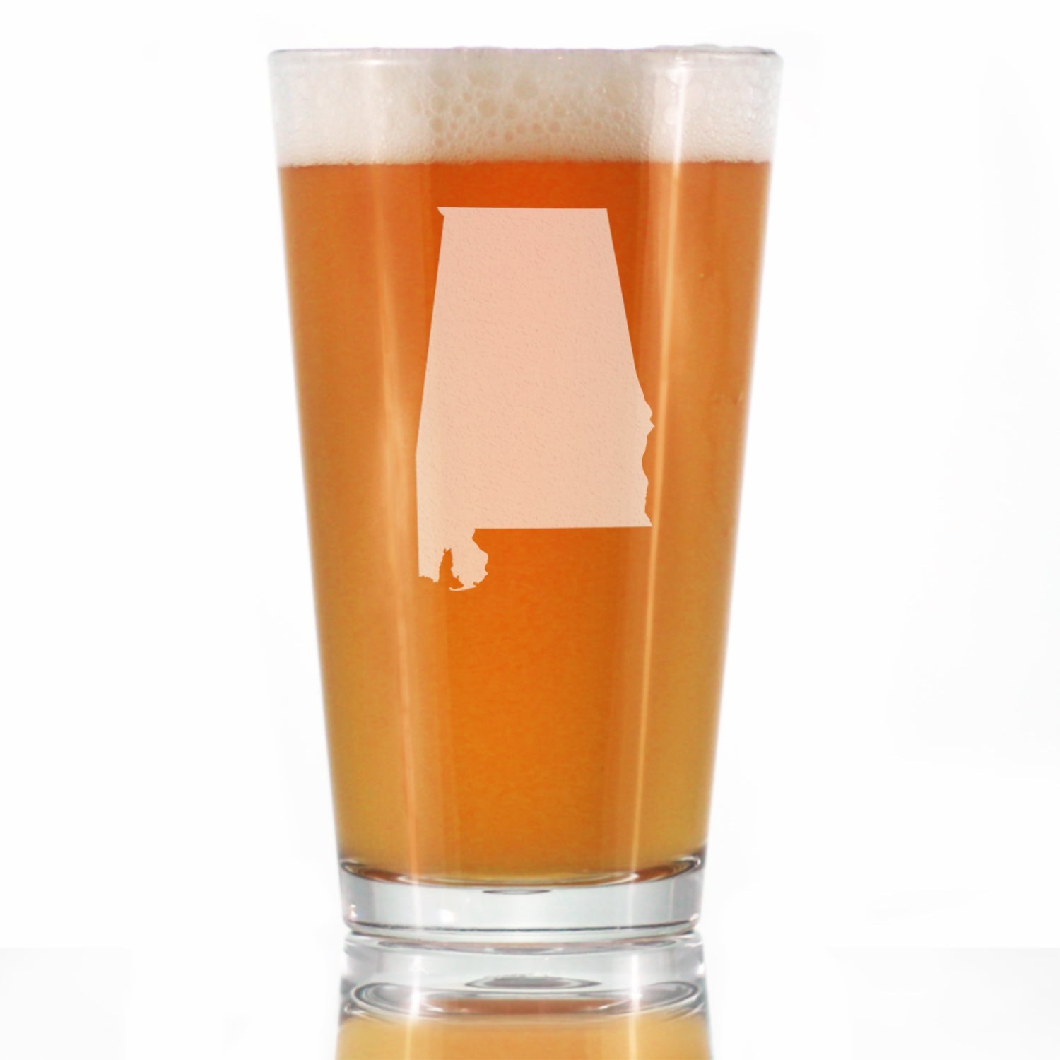 Alabama State Outline Pint Glass for Beer - State Themed Drinking Decor and Gifts for Alabaman Women &amp;amp; Men - 16 Oz Glasses