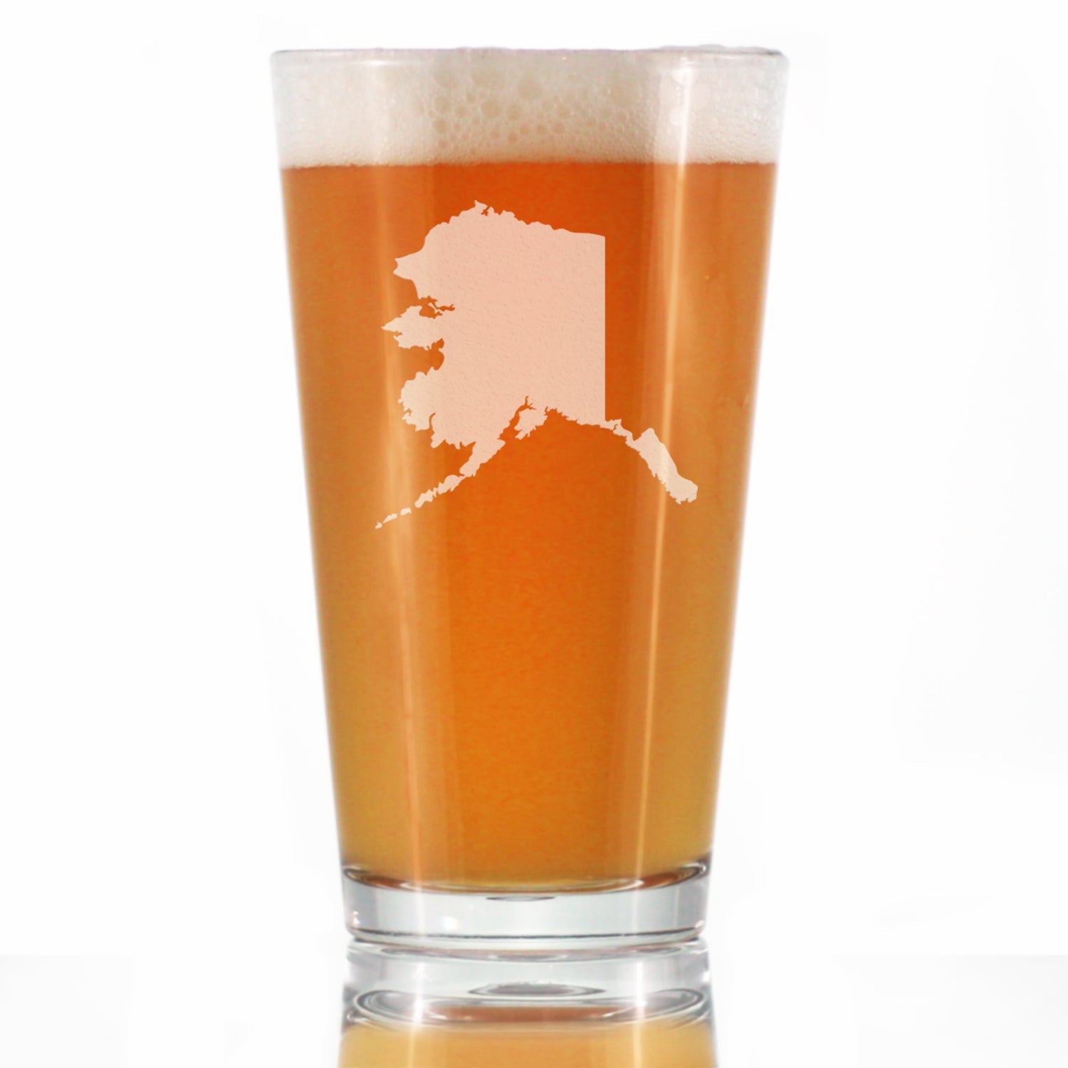 Alaska State Outline Pint Glass for Beer - State Themed Drinking Decor and Gifts for Alaskan Women &amp;amp; Men - 16 Oz Glasses