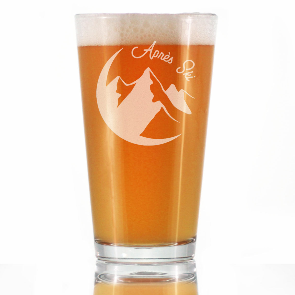 Apres Ski - Pint Glass for Beer - Unique Skiing Themed Decor and Gifts for Mountain Lovers - 16 oz Glasses