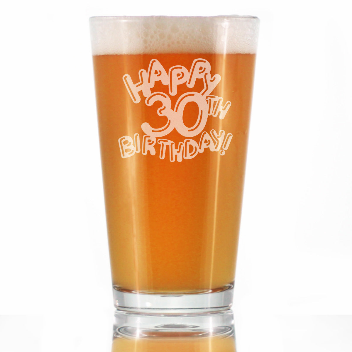 Happy 30th Birthday Balloons - Pint Glass for Beer - Gifts for Women &amp;amp; Men Turning 30 - Fun Bday Party Decor - 16 Oz
