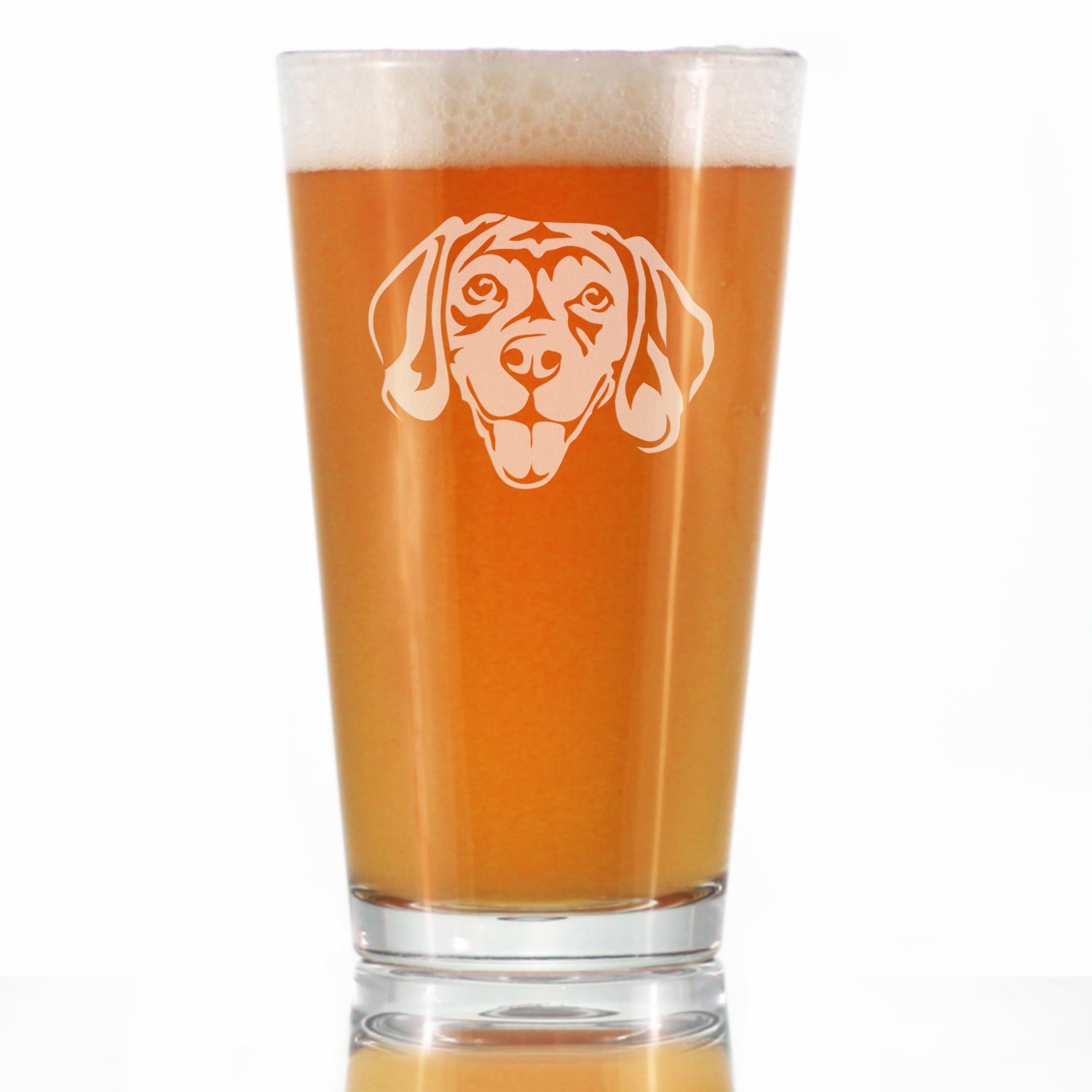 Happy Beagle Face Pint Glass for Beer - Fun Dog Themed Decor and Gifts for Moms &amp;amp; Dads of Beagles - 16 oz Glasses