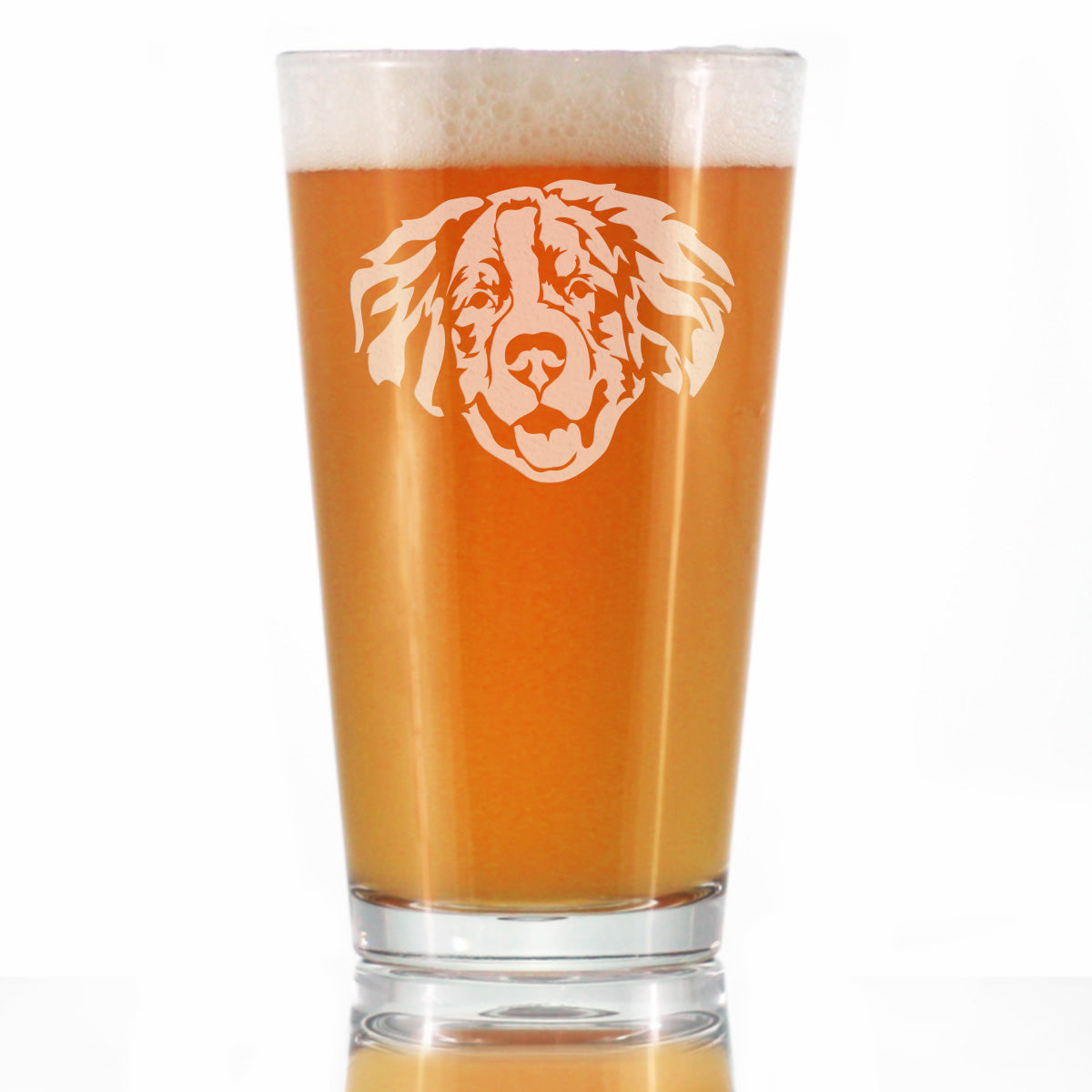 Bernese Mountain Dog Face Pint Glass for Beer - Unique Dog Themed Decor and Gifts for Moms &amp;amp; Dads of Berneses - 16 Oz