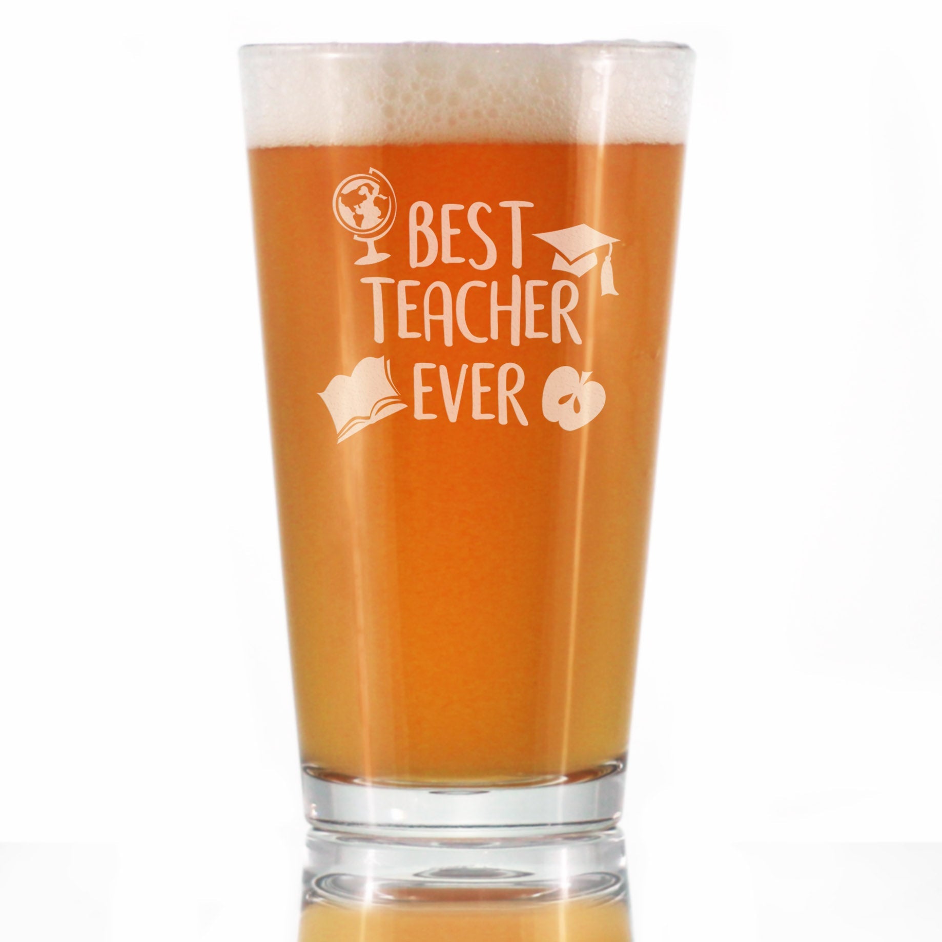 Best Teacher Ever - Pint Glass for Beer - Cute Funny Teacher Gifts for Women &amp;amp; Men - Fun School Decor - 16 oz Glasses