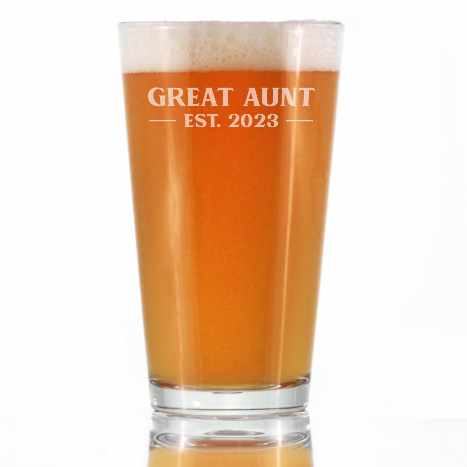 Great Aunt Est. 2023 - Bold - 16 oz Pint Glass for Beer - Gifts for Women, Baby Reveal