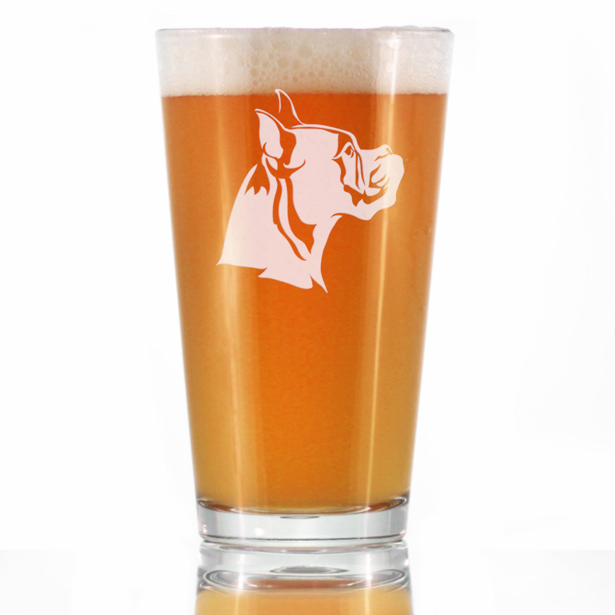Boxer with Pointed Ears - Pint Glass for Beer - Fun Unique Boxer Themed Dog Gifts and Party Decor for Women and Men - 16 oz