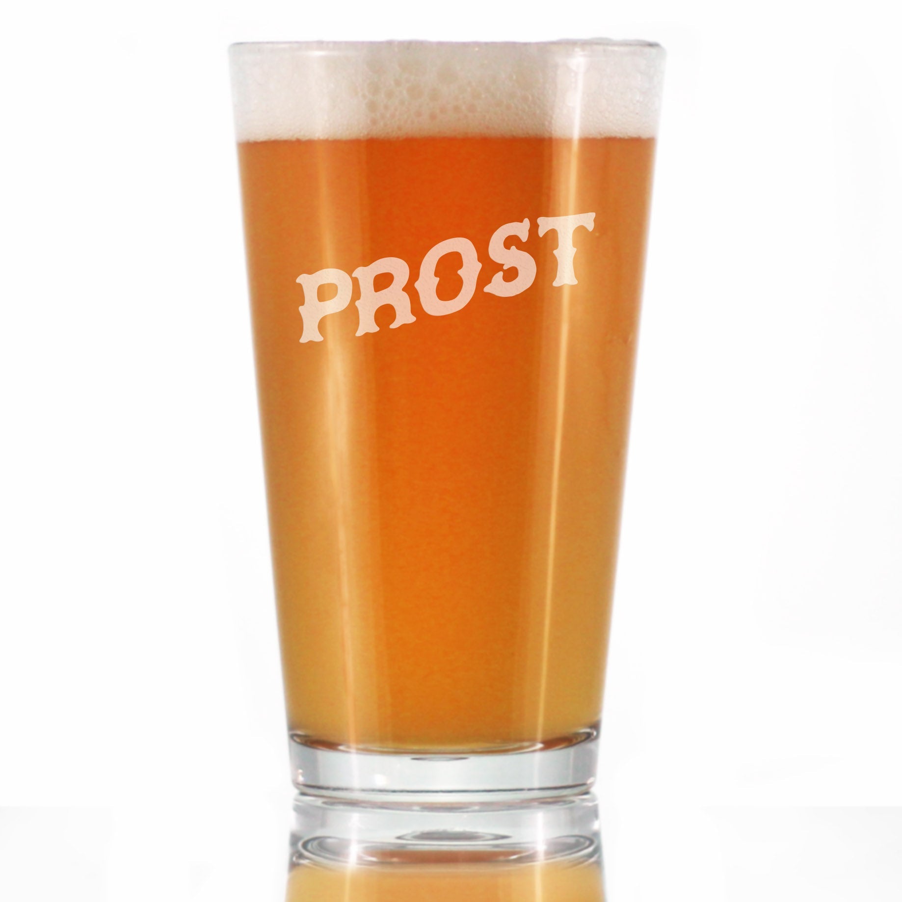 Prost - German Cheers - Fun Pint Glasses for Beer - Germany Themed Party Decor for Men and Women - 16 oz Large Mug