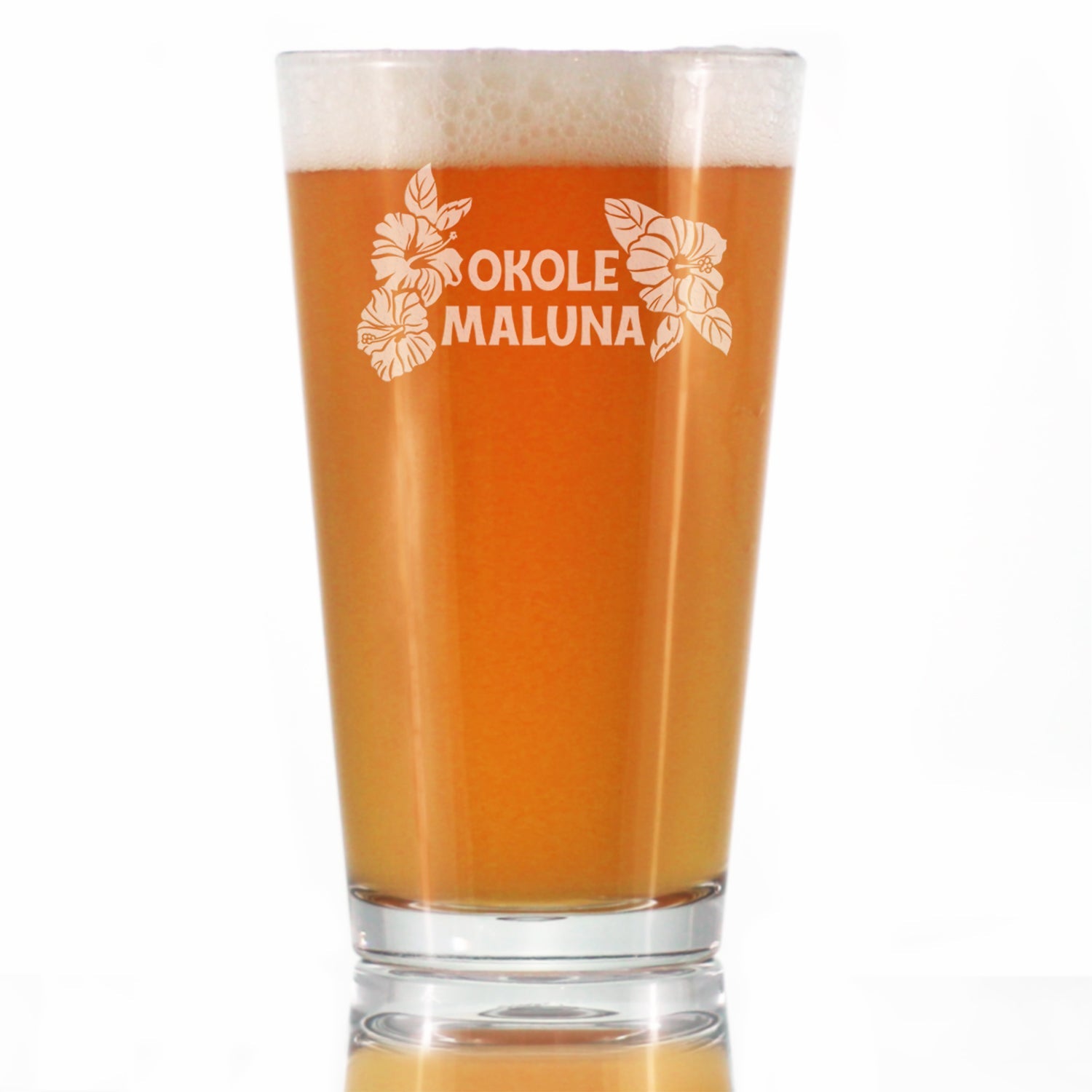Okole Maluna Engraved 16 Oz Pint Glass for Beer, Hawaiian Cheers, Unique Party Cup for Men &amp;amp; Women Who Love Hawaii