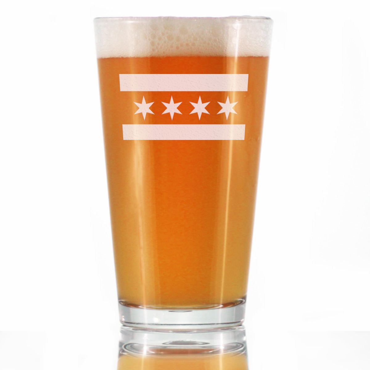 Chicago Flag Fun Pint Glass for Beer Gift for Chitown Lovers - Cute Chicago Themed Décor - 16 oz Drinking Glasses