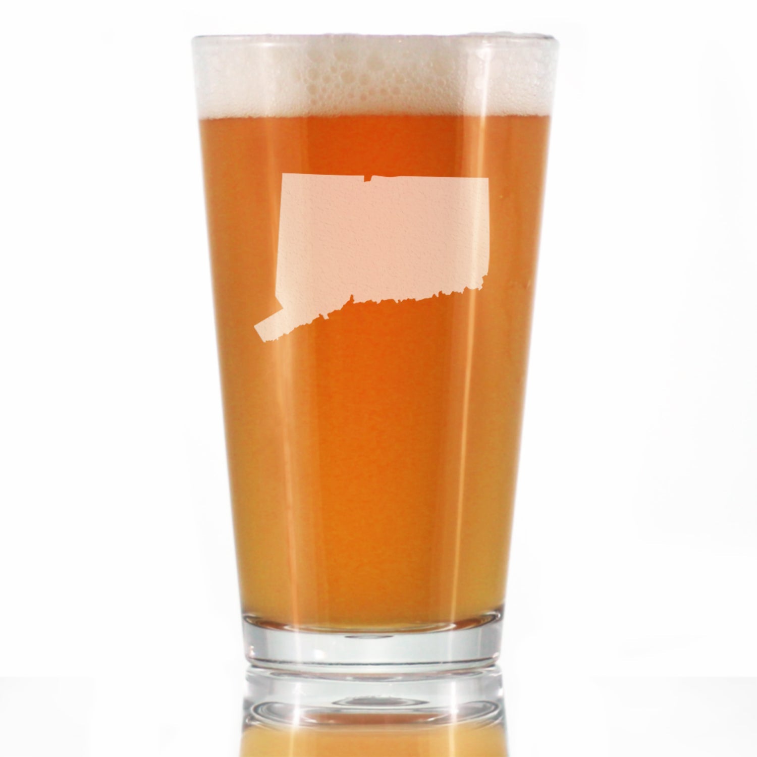 Connecticut State Outline Pint Glass for Beer - State Themed Drinking Decor and Gifts for Connecticuters and Nutmegger Women &amp;amp; Men - 16 Oz Glasses