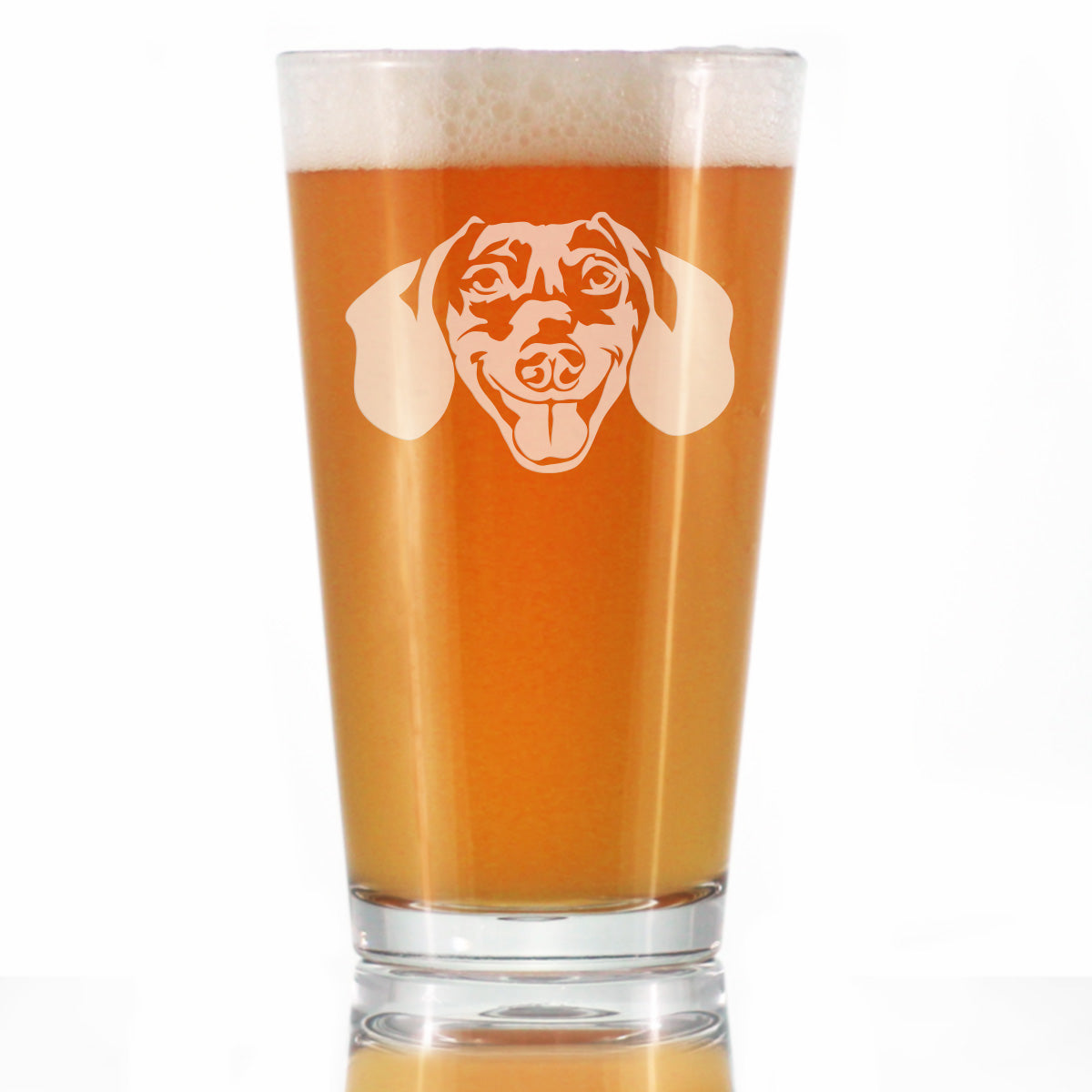 Dachshund Face Pint Glass for Beer - Unique Dog Themed Decor and Gifts for Moms &amp;amp; Dads of Dachshunds - 16 Oz