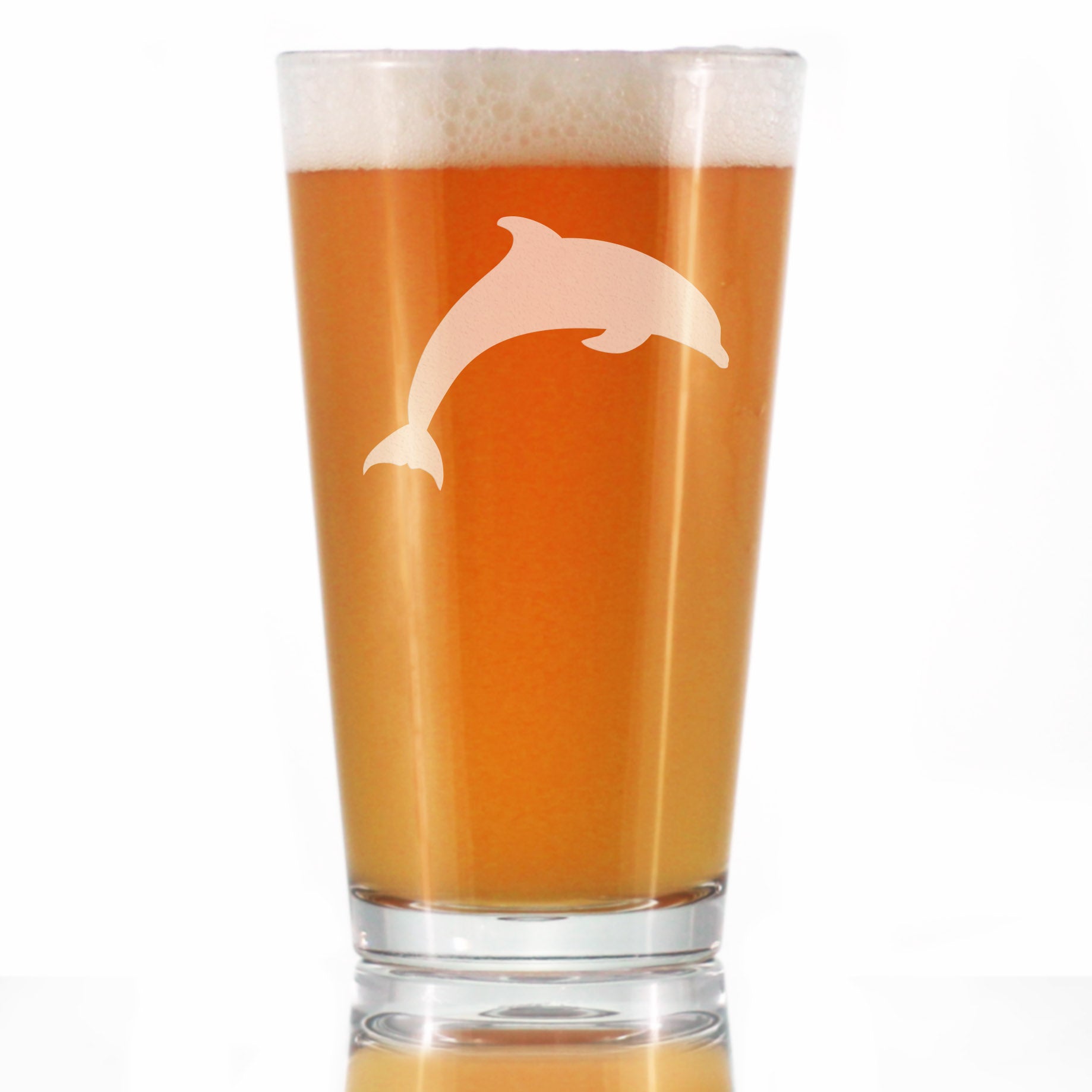 Dolphin - 16 oz Pint Glass for Beer - Cute Dolphin Themed Gifts or Party Decor for Women &amp;amp; Men - Fun Drinking Glasses