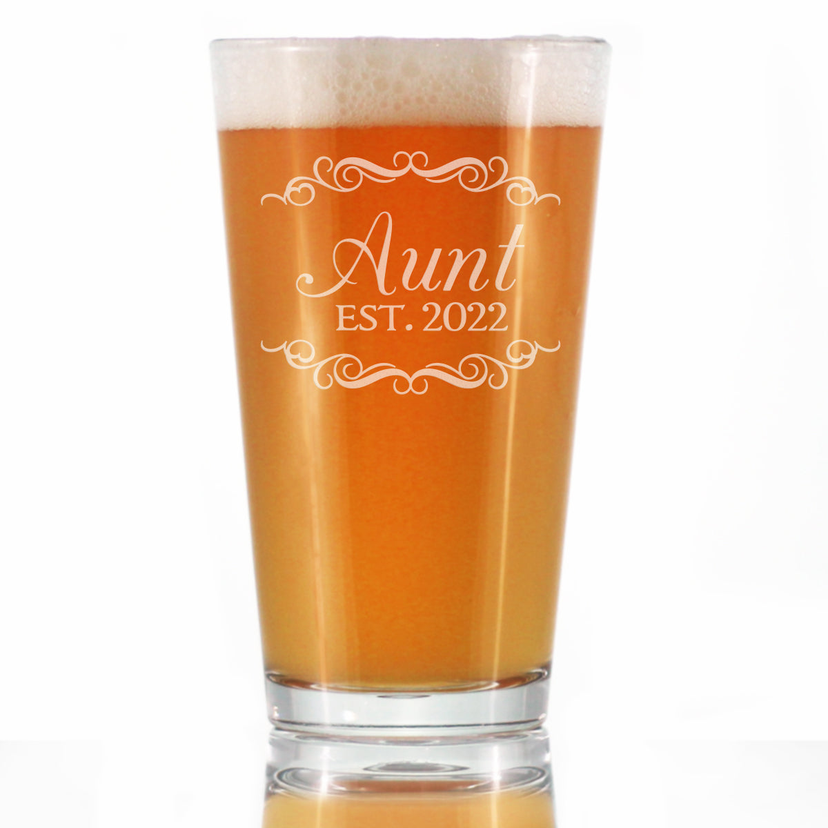 Aunt Est 2022 - New Aunties Pint Glass Gift for First Time Aunts - Decorative 16 Oz Glasses